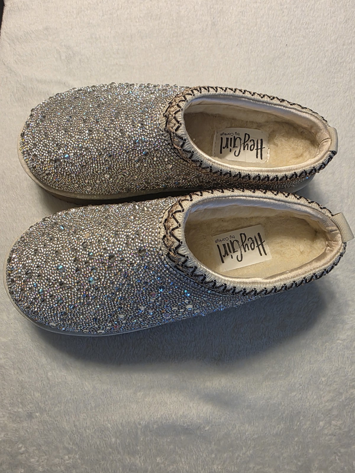 Hey Girl by Corkys Women’s Silver Rhinestone Slip-On Shoes US 8