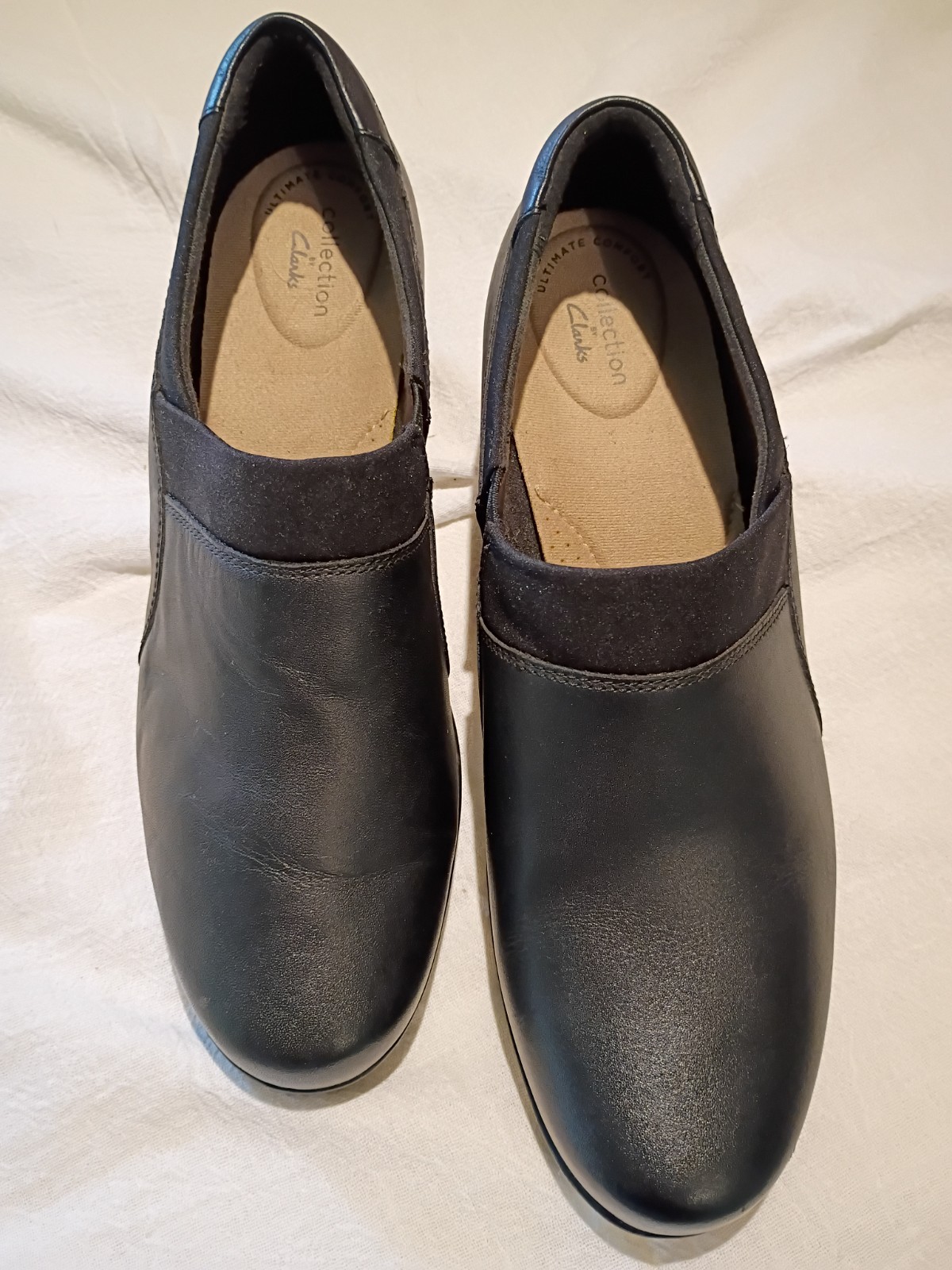 Clarks Women’s Emslie Summit Size 10 Black Leather Upper Slip On Comfort