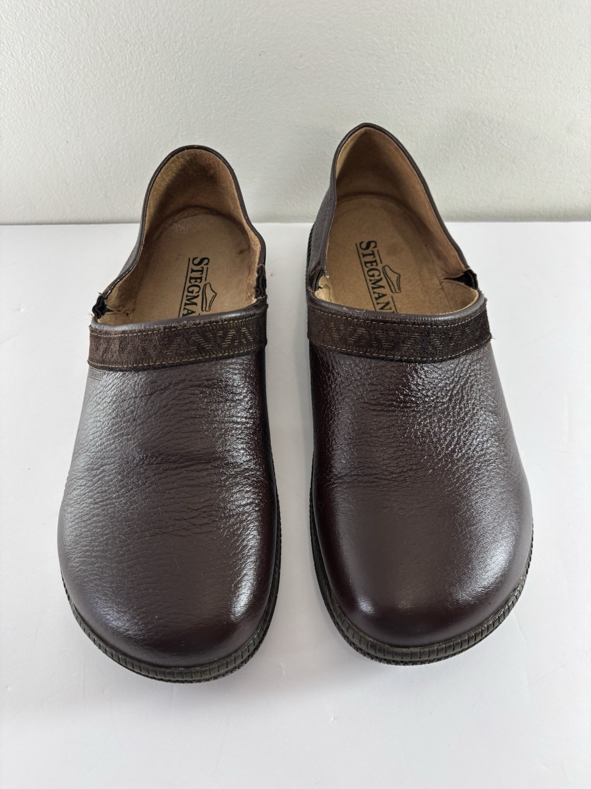 Stegmann Clogs Womens 10 Brown Textured Leather Cork Slip On Portugal