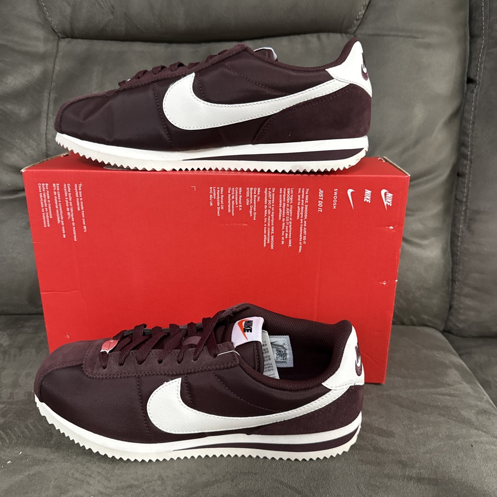 Nike Cortez Textile Shoes Burgundy Crush/Sail DZ2795-605 Size W10/M8.5