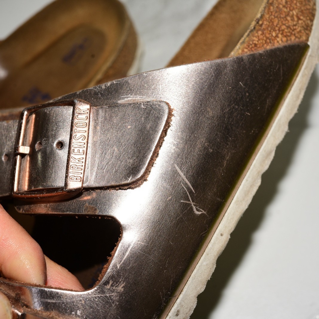 Birkenstock Arizona Leather Metallic Rose Gold Soft Women 41 N