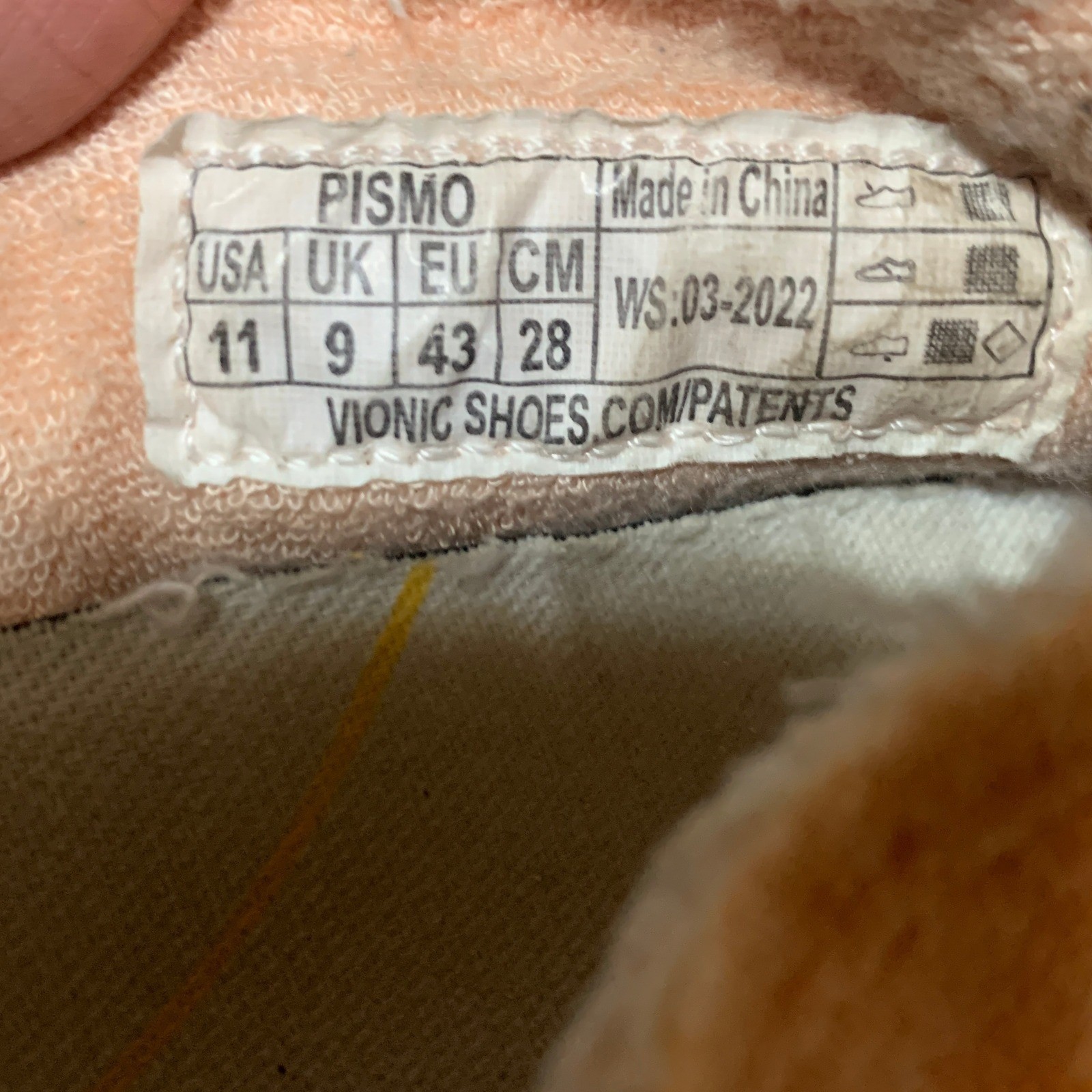 Vionic Beach Pismo Apricot Orange Terry Cloth Casual Sneakers Womens 11