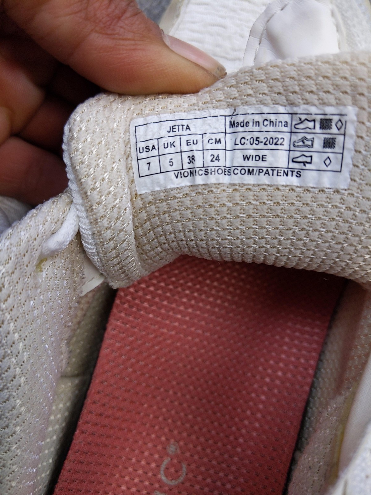 Vionic Shoes Womens Size 7 Wide White Beige Orange Jetta Zip Lace Comfort Arch