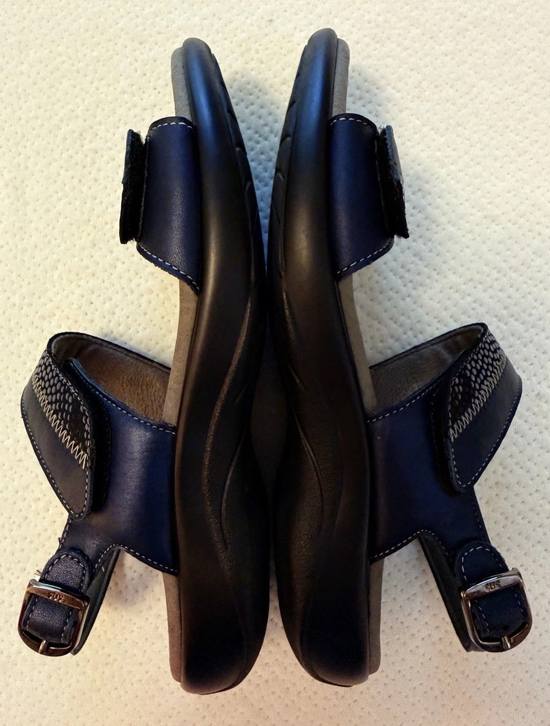 SAS Women’s Nudu Sandals 7N Navy Blue Adjustable Comfort Casual Leather USA Made