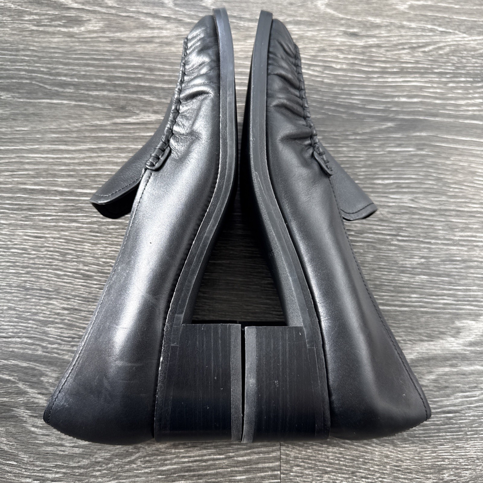 NWD $350 Vince Larose Loafers Black Leather Slip On Low Block Heel Sz 8.5 M/39