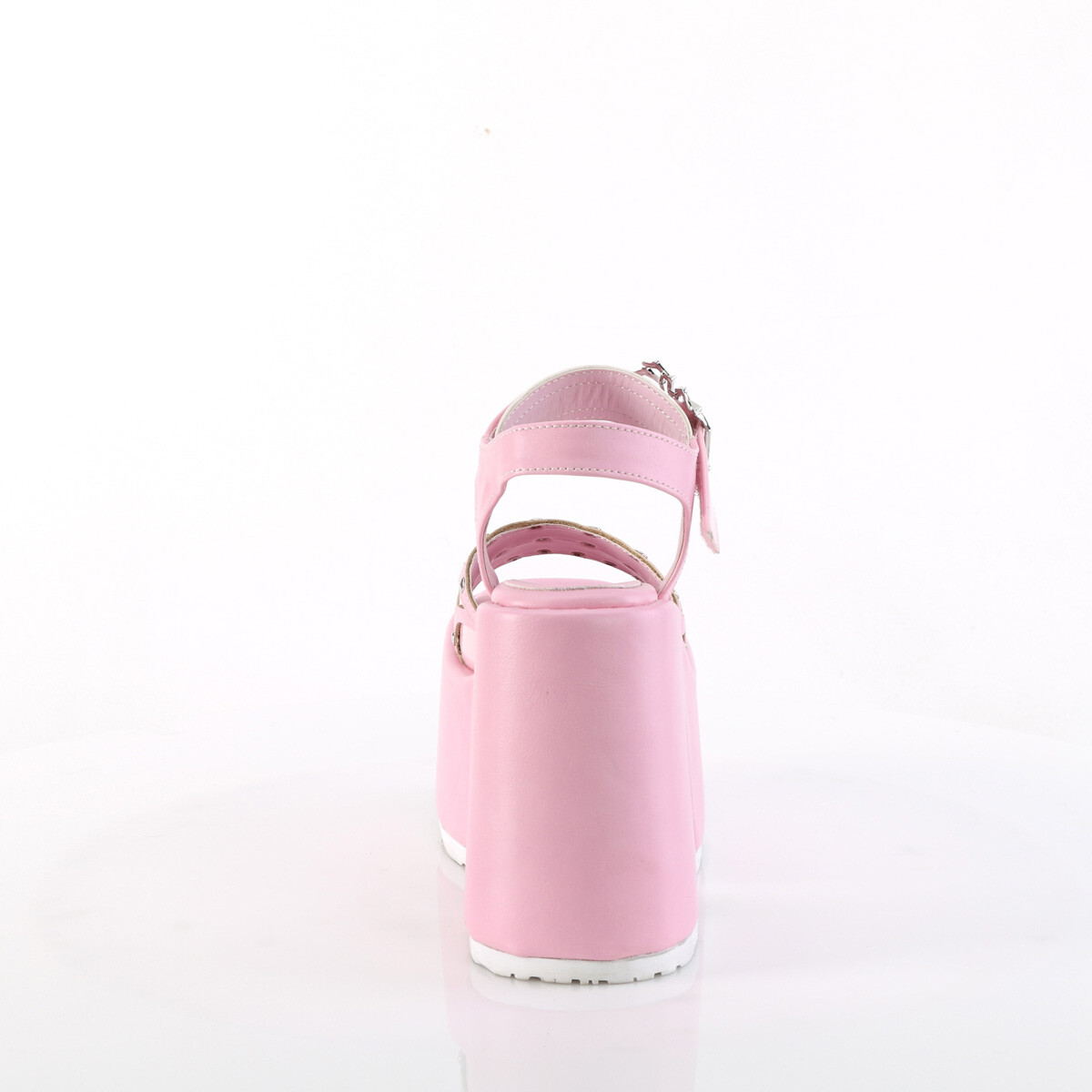 PLEASER PINK 5″ CHUNK HEEL-SILVERTONE SPIDER BUCKLE SANDAL Sz 6 7 8 9 10 11 12