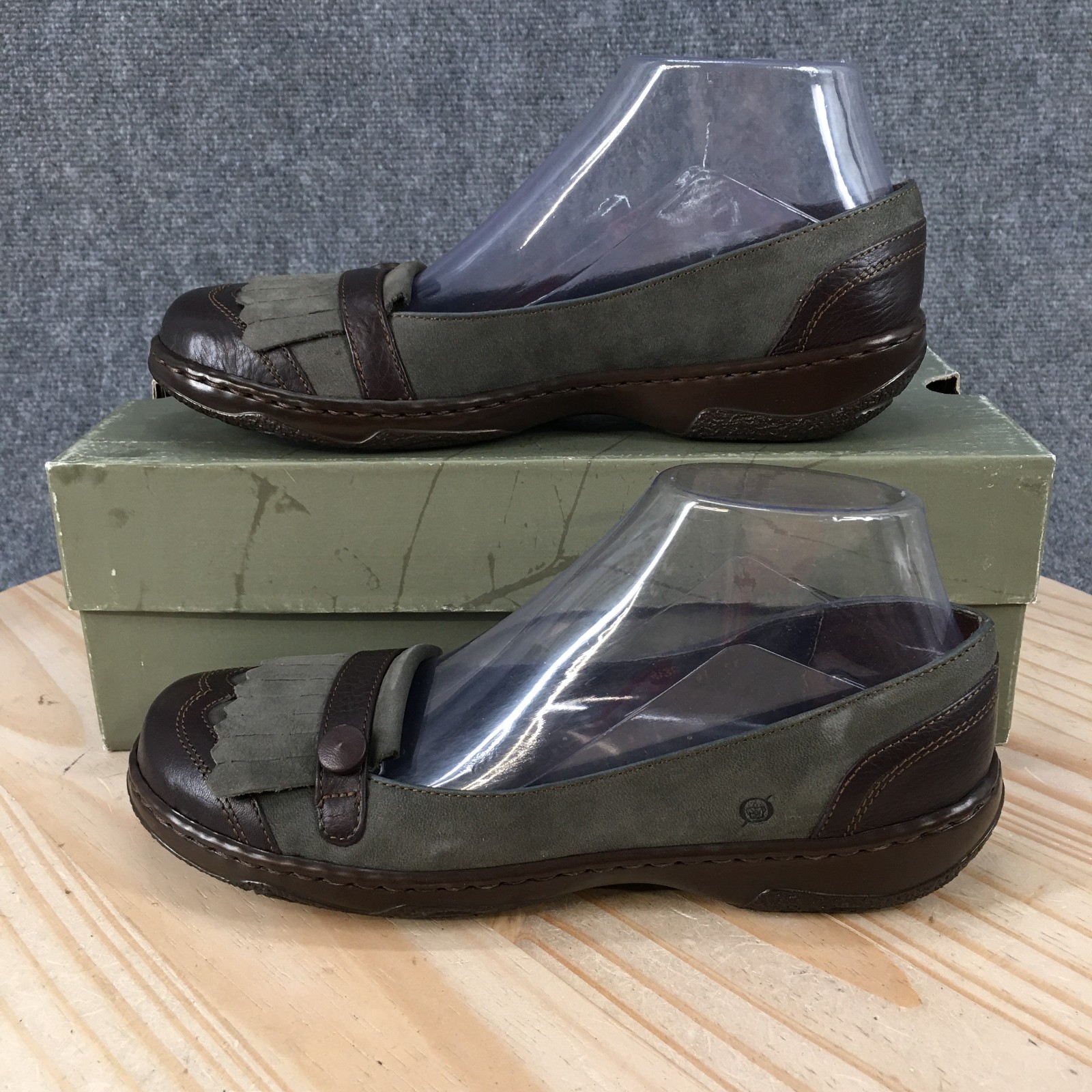 Børn Kiltie Fringe Loafer Shoes Womens 8 M Button Low Casual Leather Brown NEW