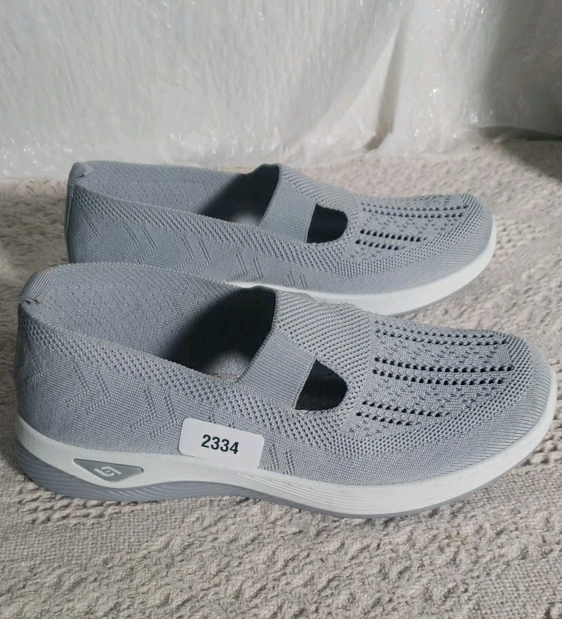 Womens Slip On Shoes Mesh Light Gray EU 42 Womens 9 Walking Cruise Beach Casual