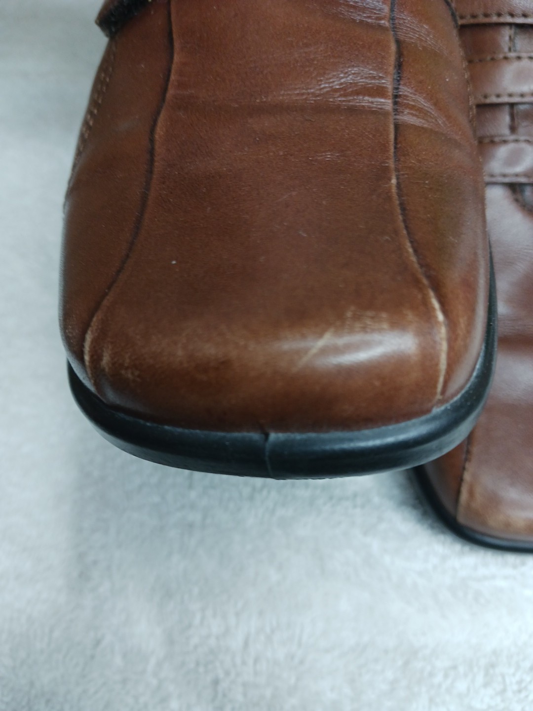 ECCO Shade 3-Strap Brown Leather Comfort Loafer Shoe Women Sz EU 38 US 8.5