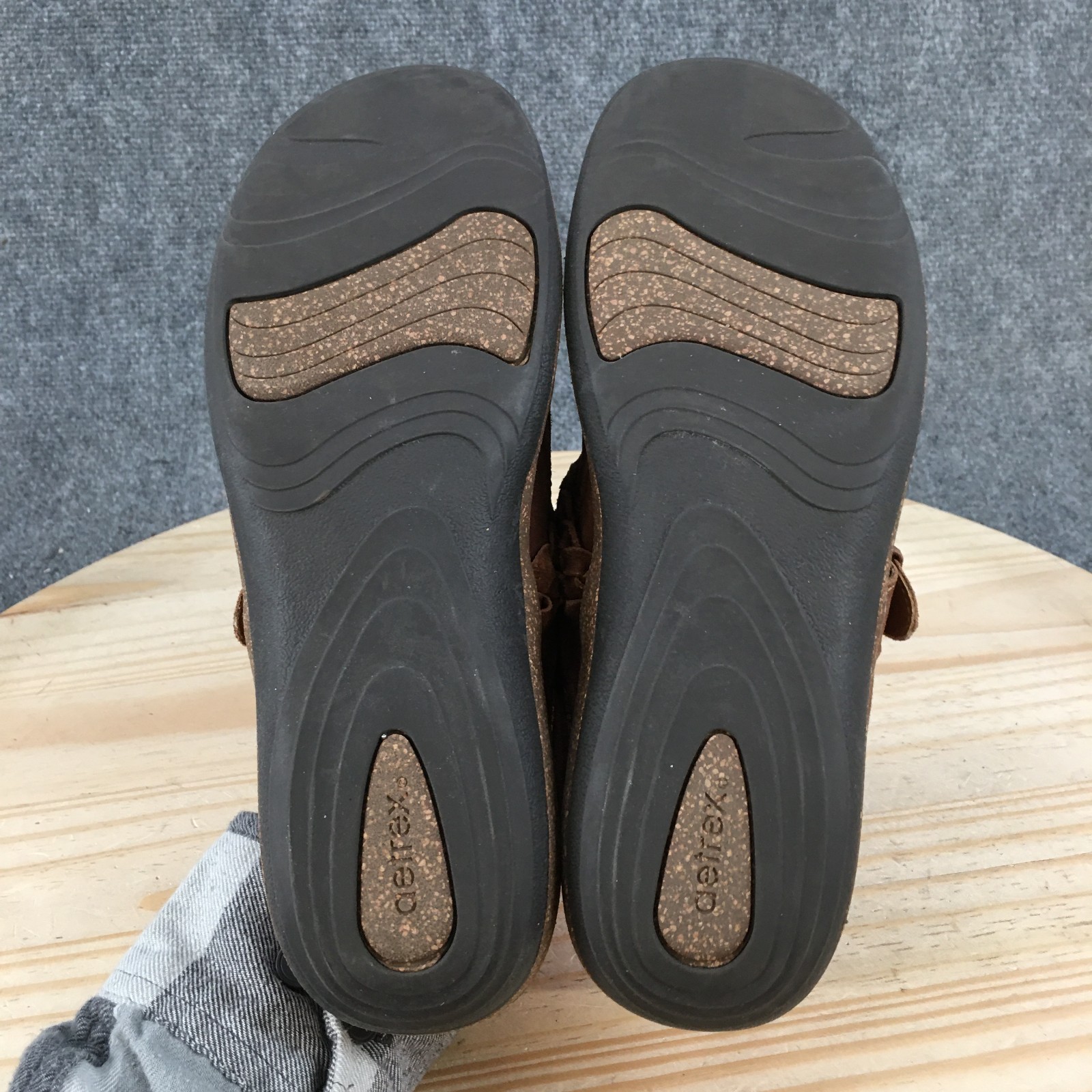 Aetrex Libby Shoes Womens 9-9.5 Casual Slip On Comfort Mule Clogs Brown Leather