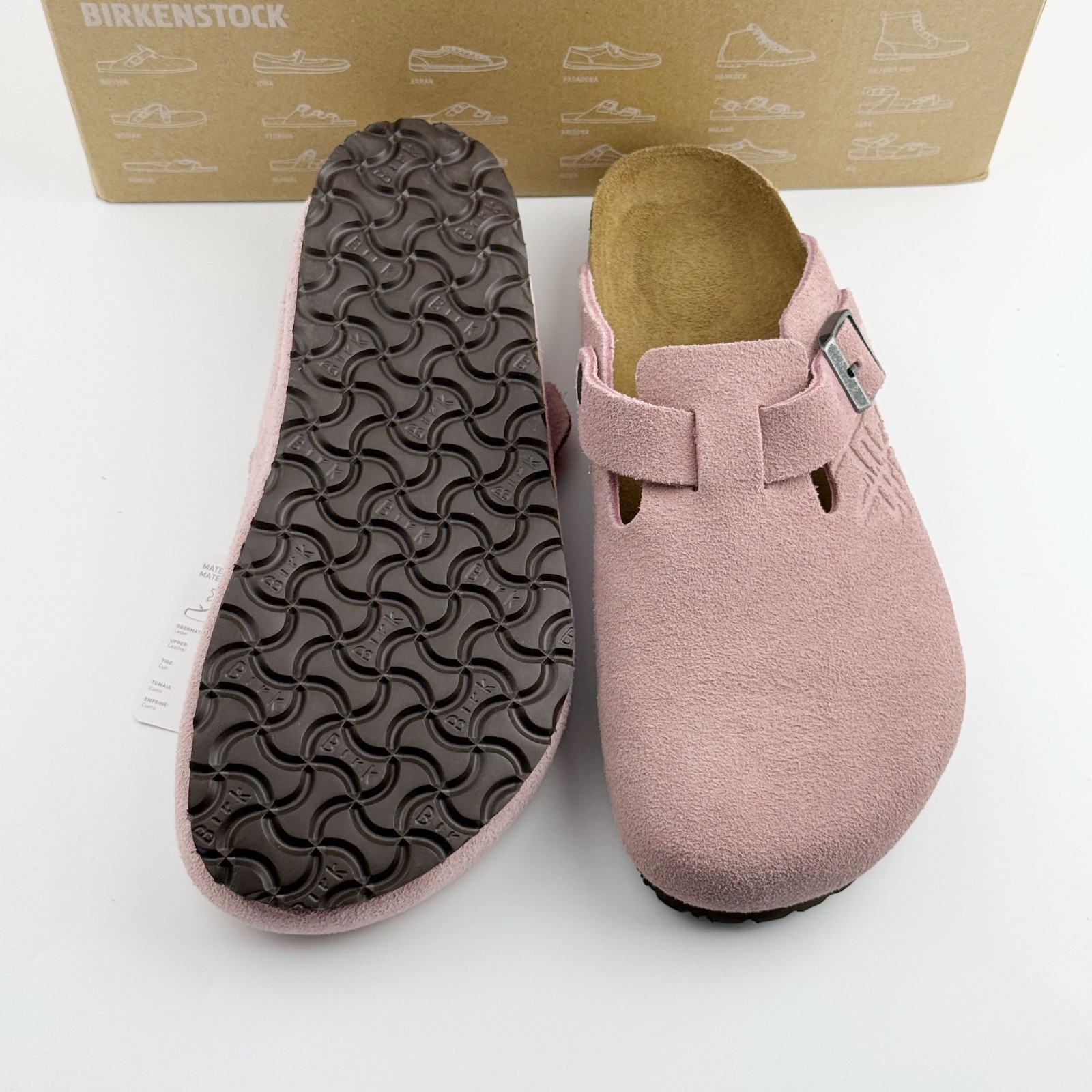 Birkenstock Boston X Stussy Suede Comfort Clog Pink Women’s and Men’s Shoes