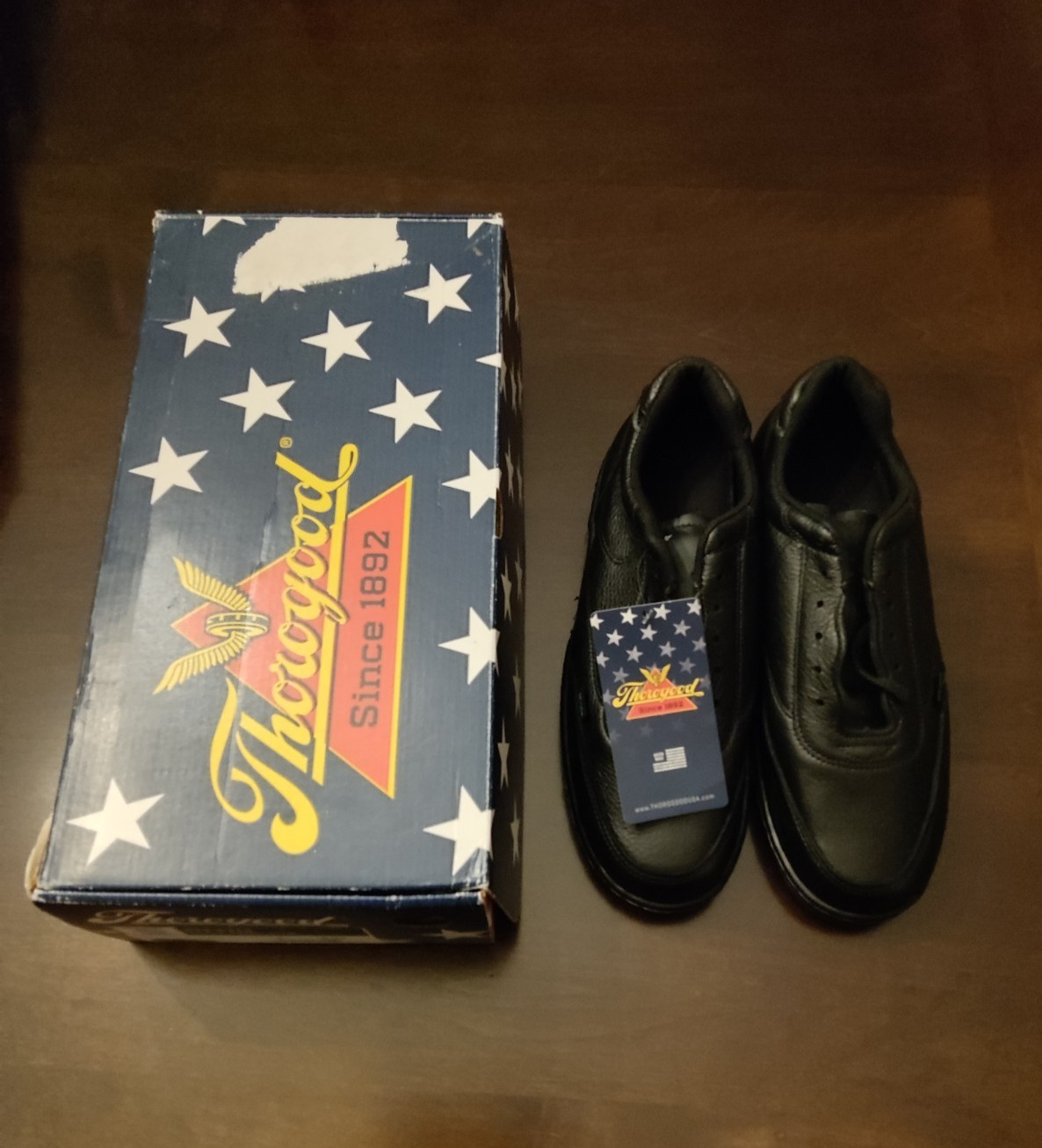 Thorogood BLACK COURT SHOE Size 7 XW (Extra Wide)