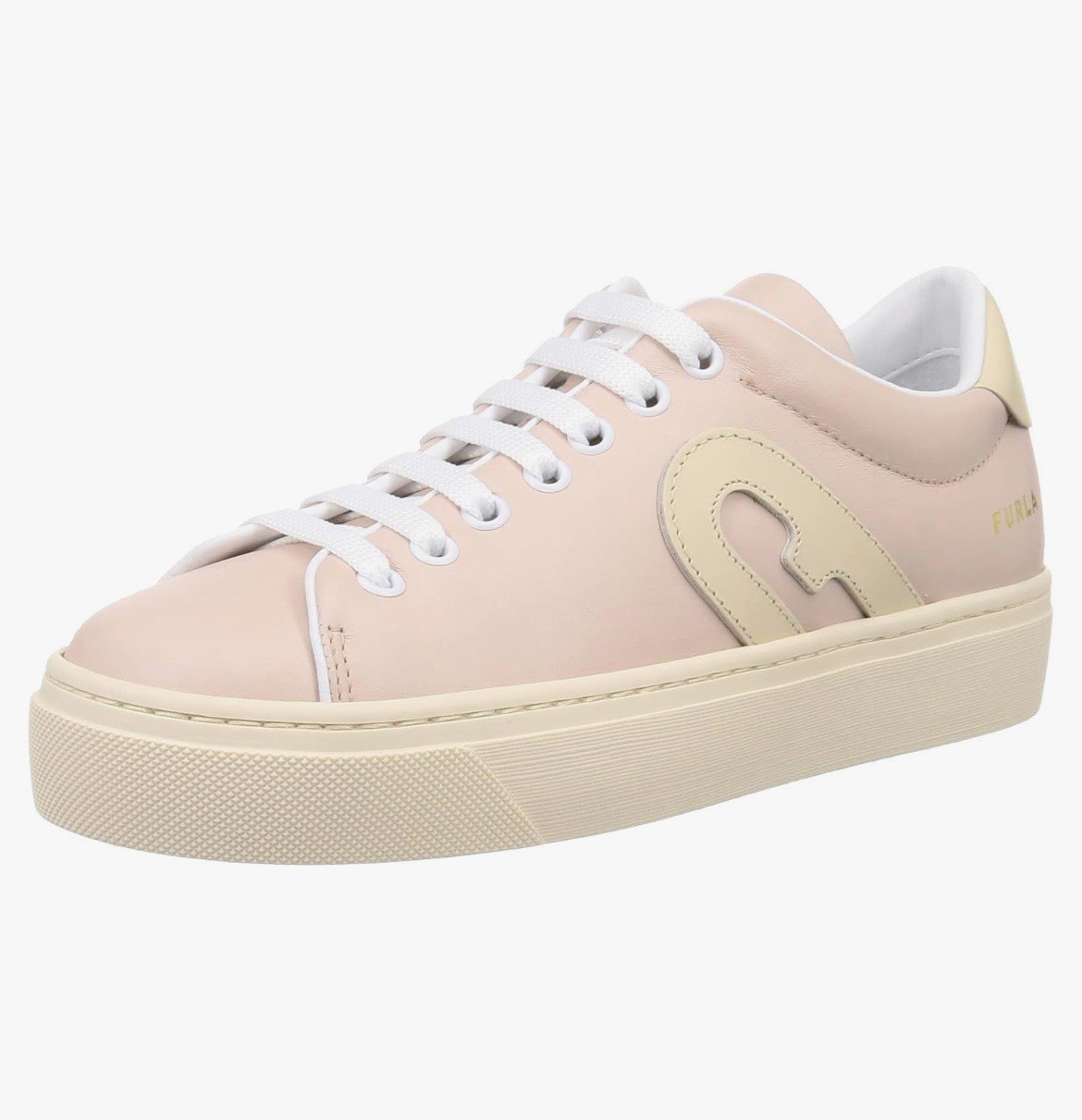 FURLA JOY sneakers 100% Leather Shoes Talco Pink Cream Size 10.5 US – EU 41
