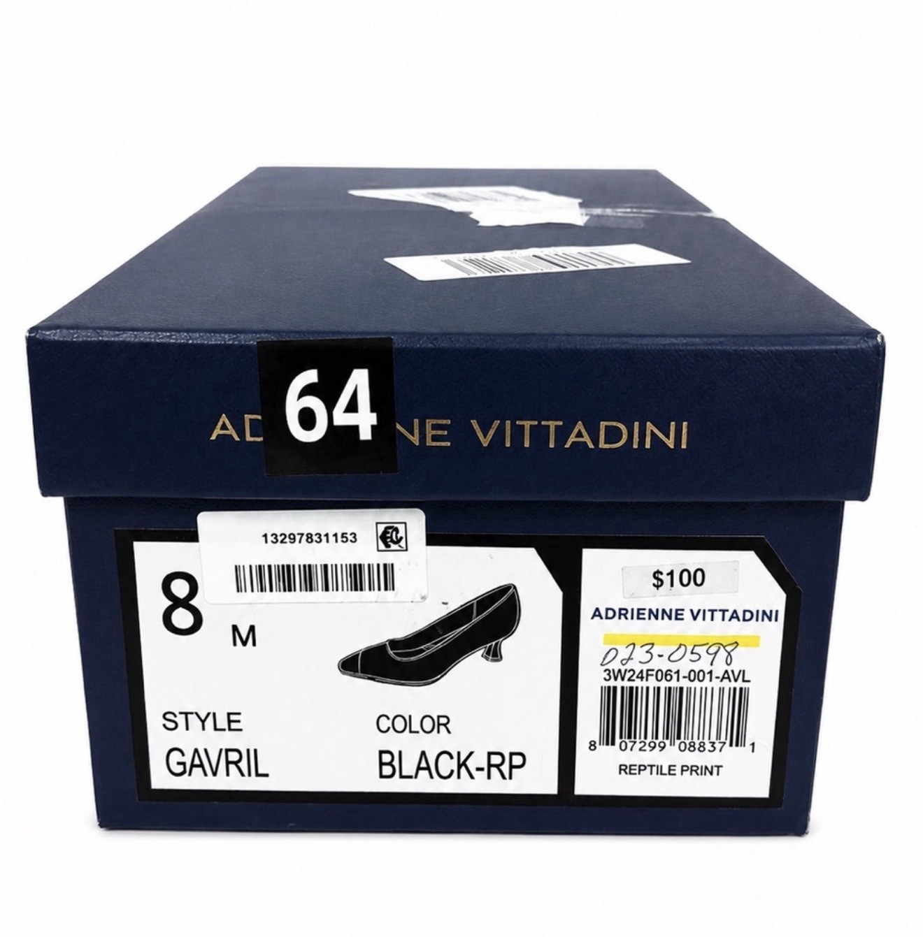 Adrienne Vittadini Gavril Black Reptile Print Metal Tip Comfort Kitten Pump 8M