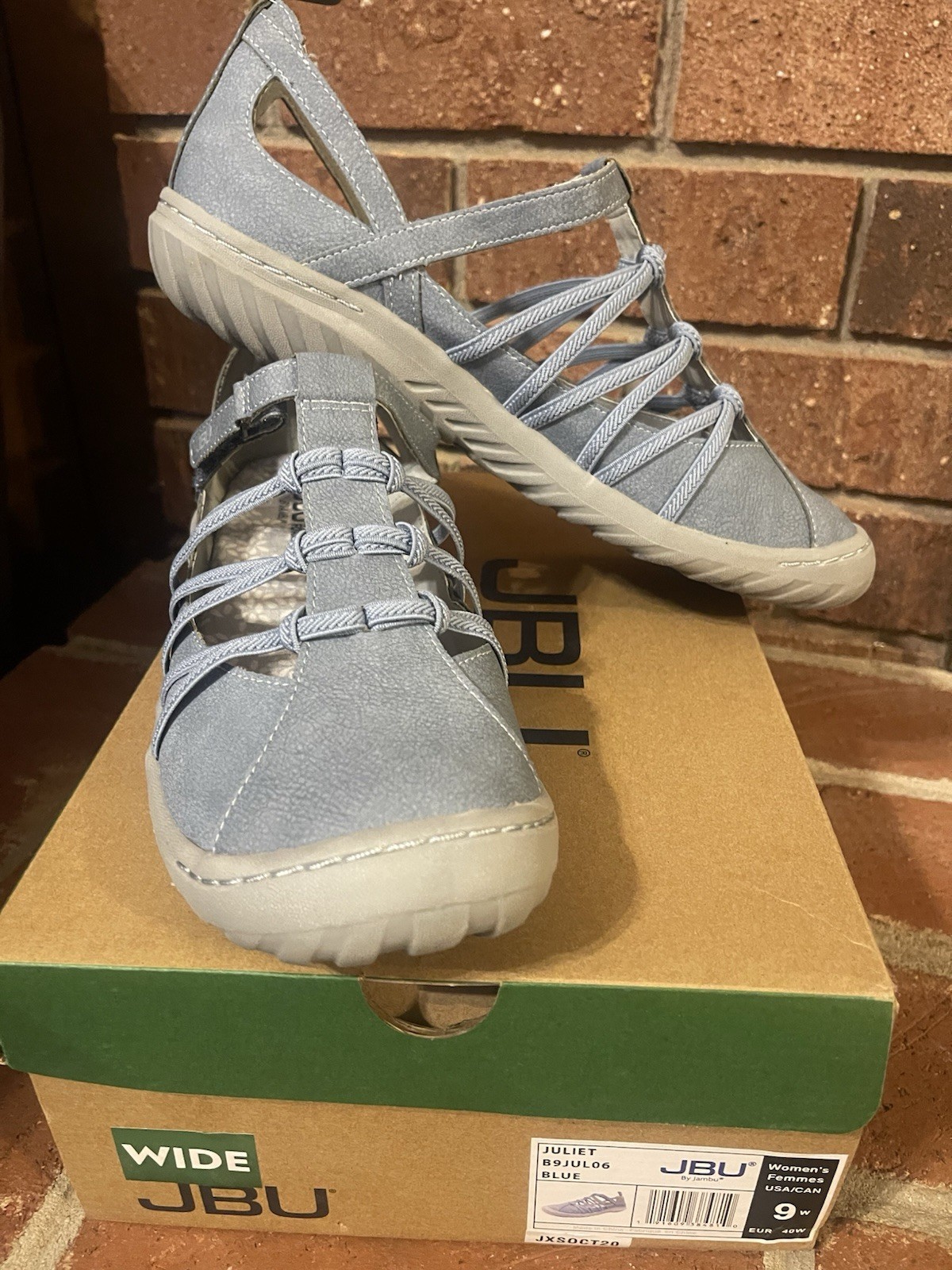 JBU Jambu Juliet Walking Shoes Memory Foam, Blue, Vegan Leather, Size 9W
