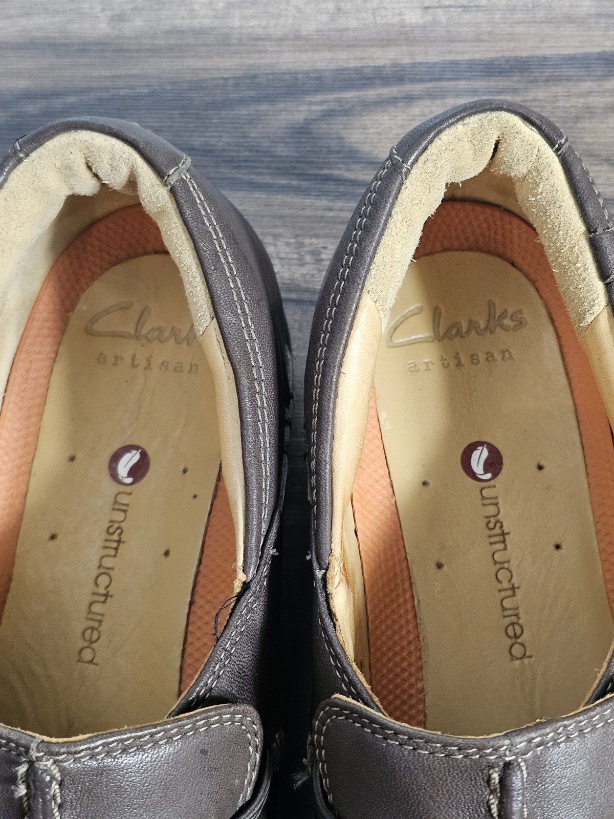 Clarks Unstructured Un Loop Loafers Dark Brown Leather Slip On Shoes Women 9