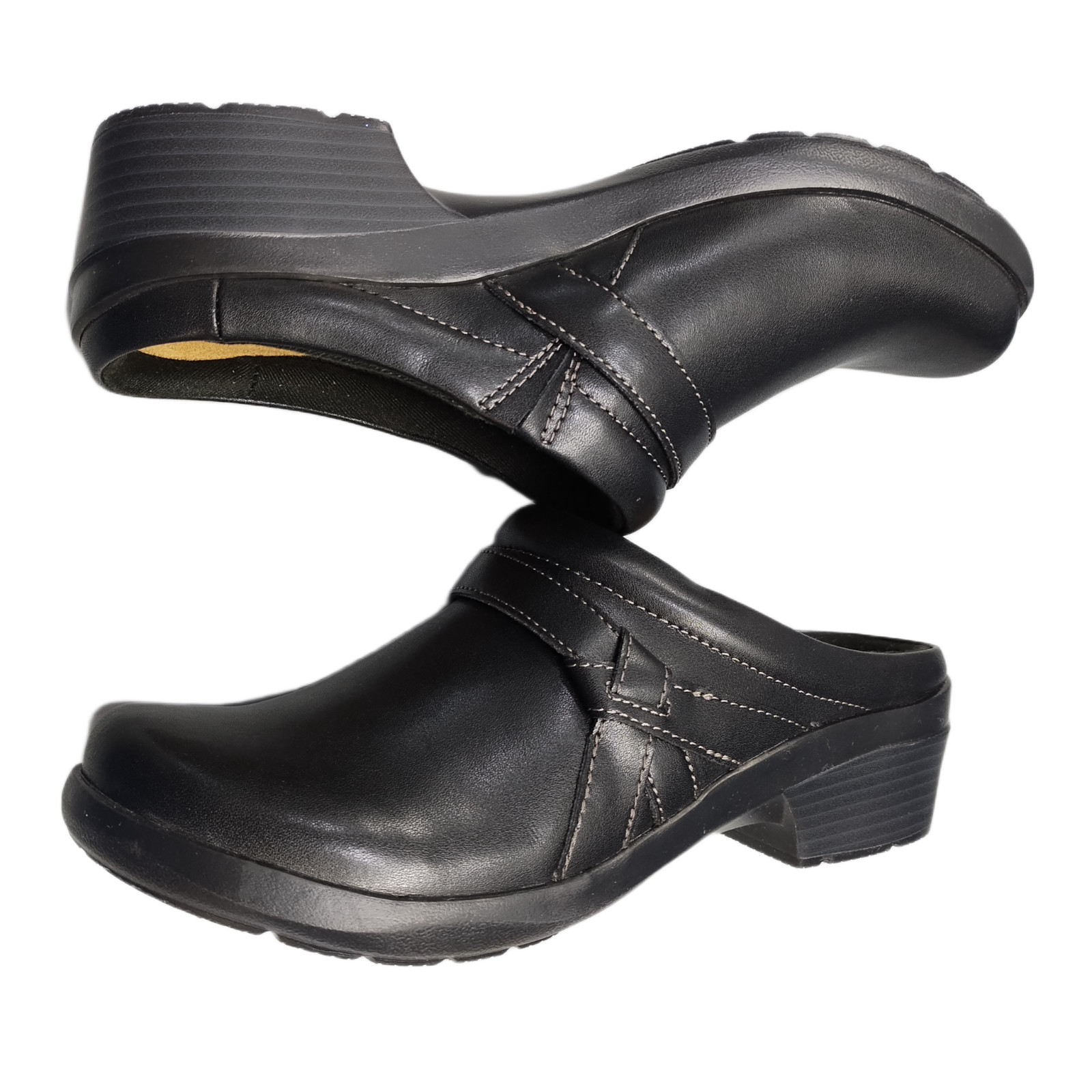 Clarks Collection Angie Mist Clogs Womens US 8W Black Cushioned Comfort Slip On