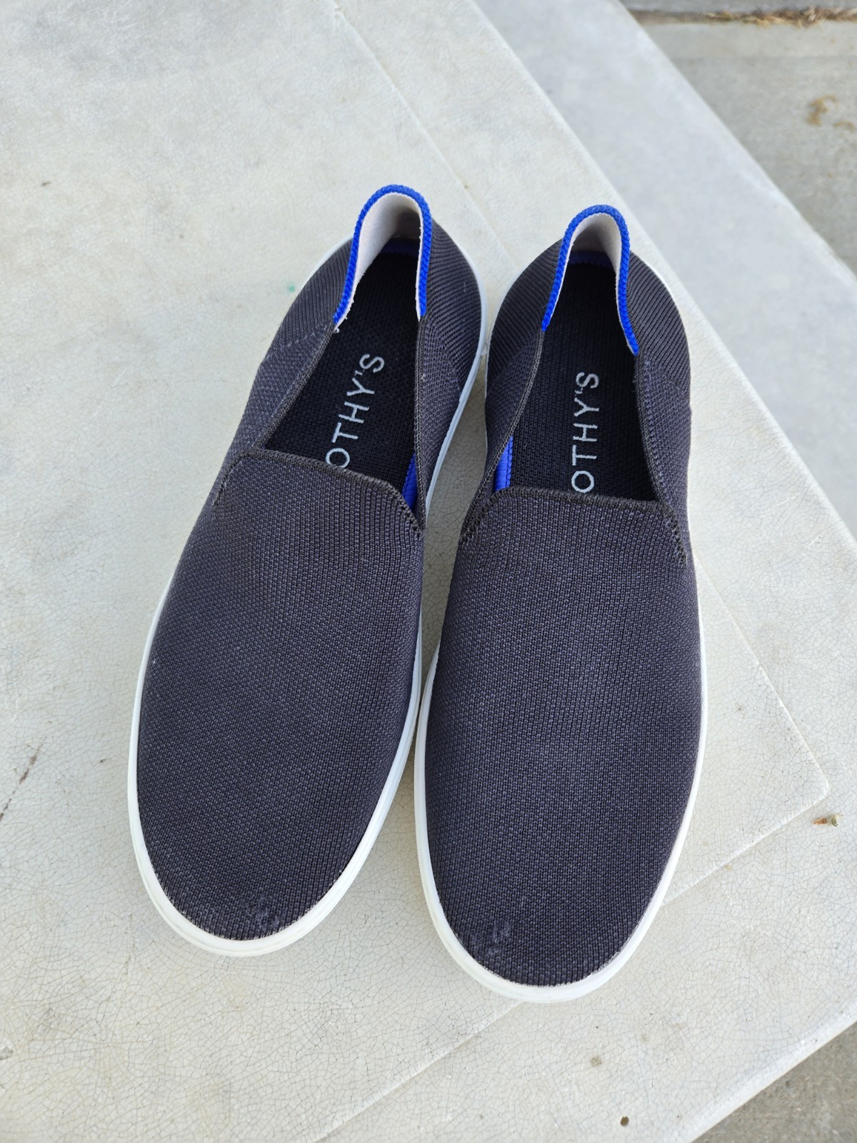 Rothy’s The City Slip On Sneaker Women’s Size 9 Comfort Black Blue White