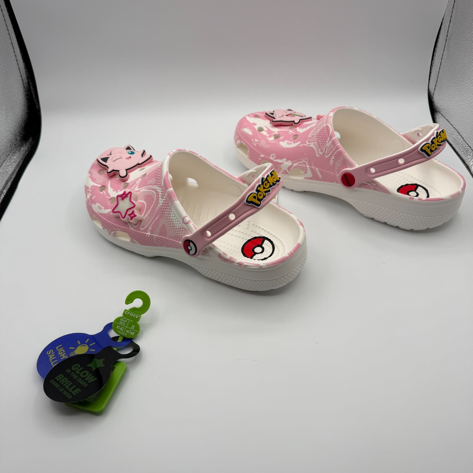 Crocs JigglyPuff Pink/Multicolor Classic Crocs M8/W10 NWT Lights Up/Glow (B-46)