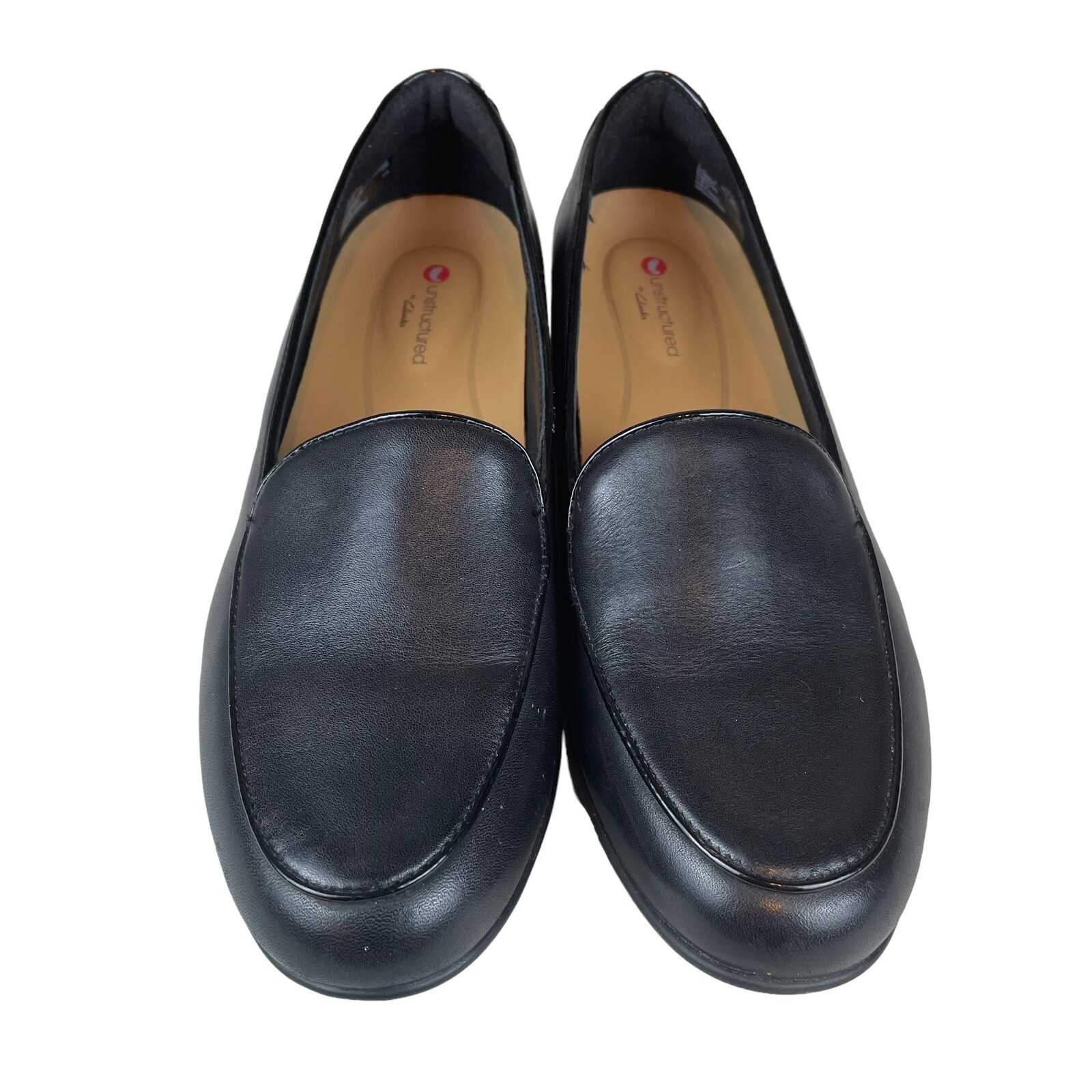 Clarks Unstructured Women’s 7 M Slip On Loafer Black Leather Flat Comfort 15764