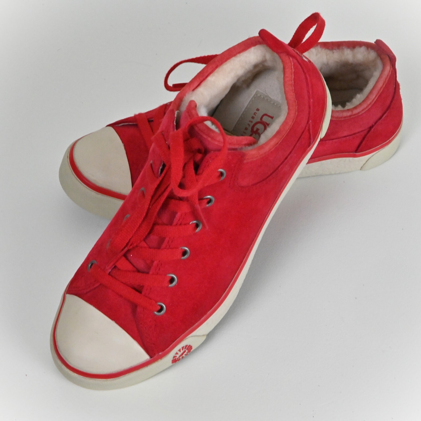 UGG 60s Suede Upper Sheepskin Shearling Lined Comfort Low Top Sneakers US7 UK5.5