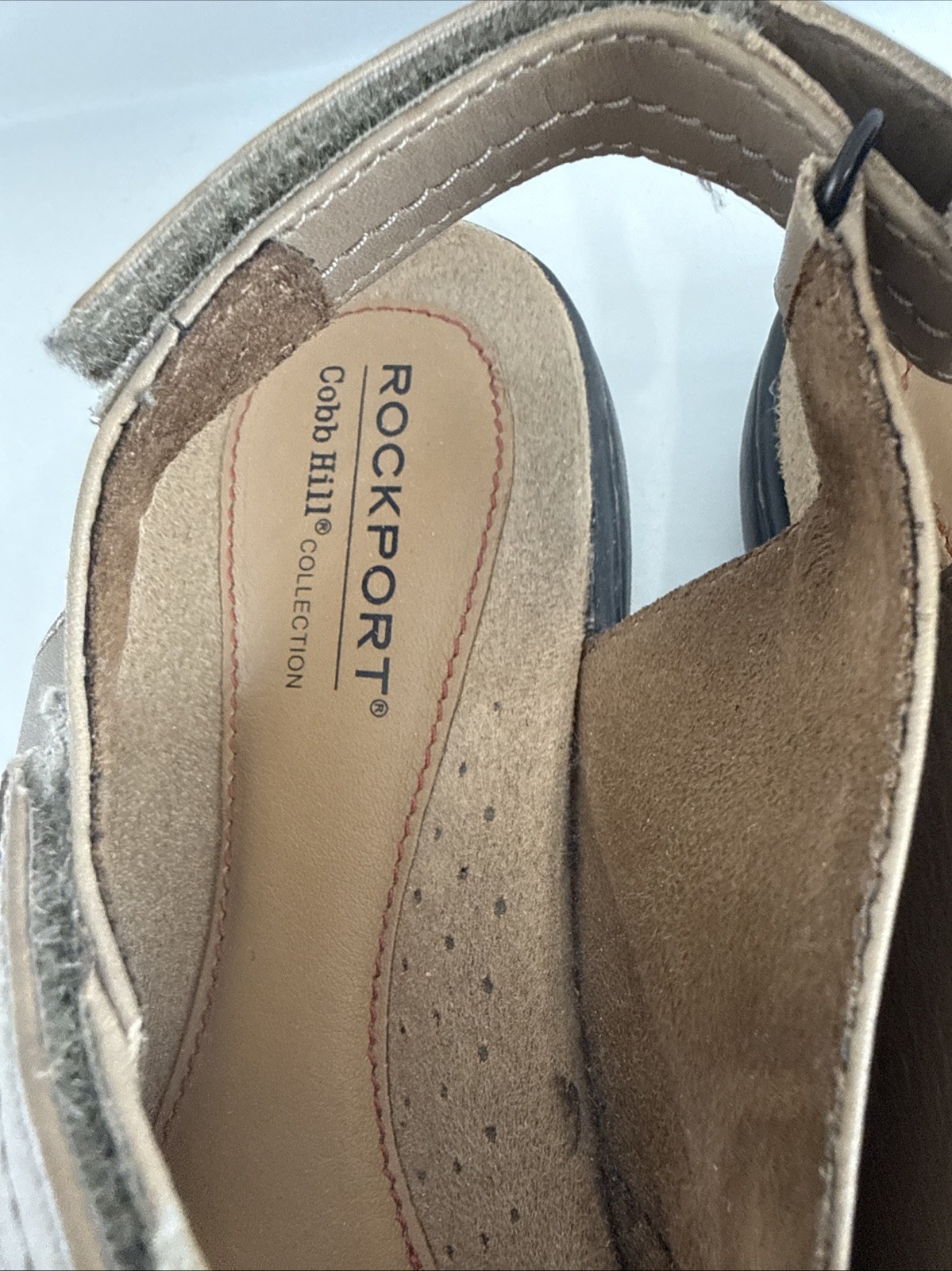 Rockport Women’s Tan Leather Mary Jane Comfort Shoes Size 7 Hook & Loop Closure