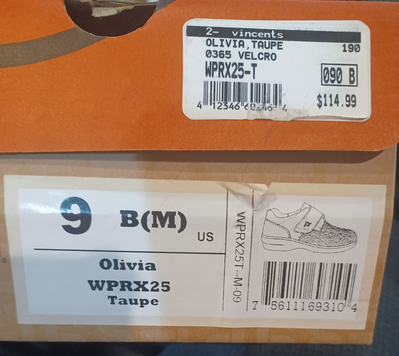 Propet Womens Shoes Olivia WPRX25 Taupe, New With Box Size9 B, Hook & Loop NIB