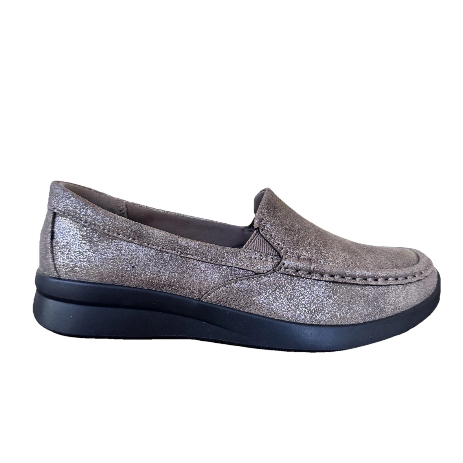 Clark’s Collection Women’s Bronze Metallic Sparkle Slip On Comfort Shoes Size 6