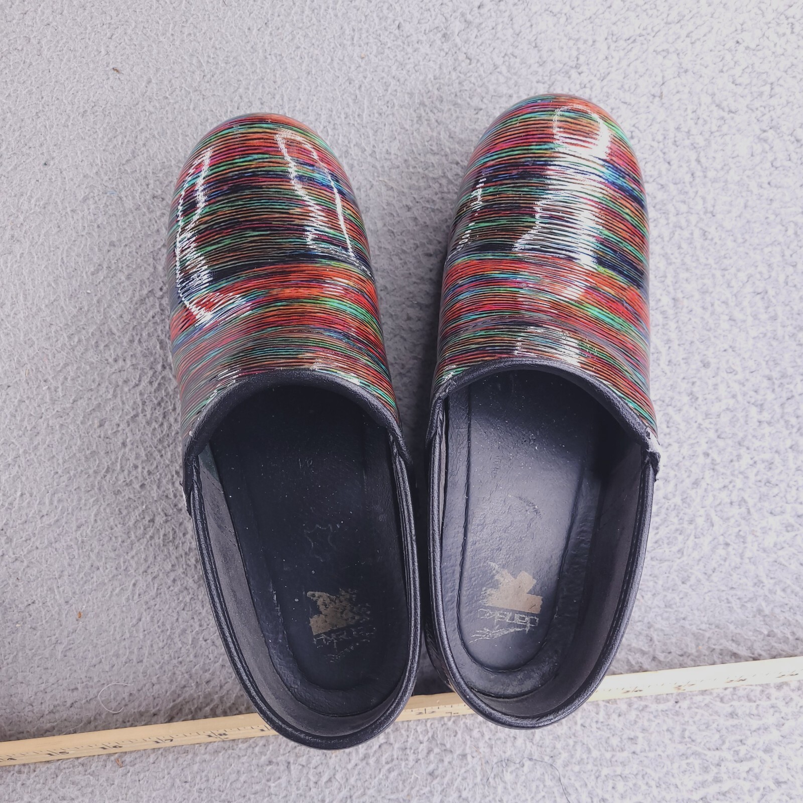 Dansko Womens Clogs Size 41 Us 10.5-11 Red Stripe Leather Nursing Comfort Shoes