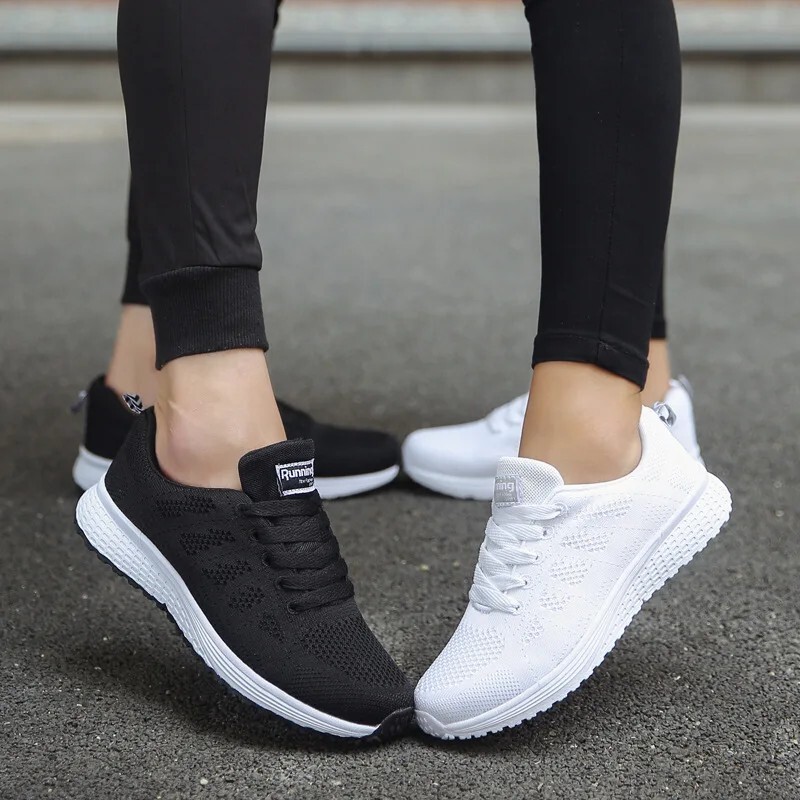 Women’s Fashion Sneakers Casual Walking Shoes Breathable Flats White Gym Style