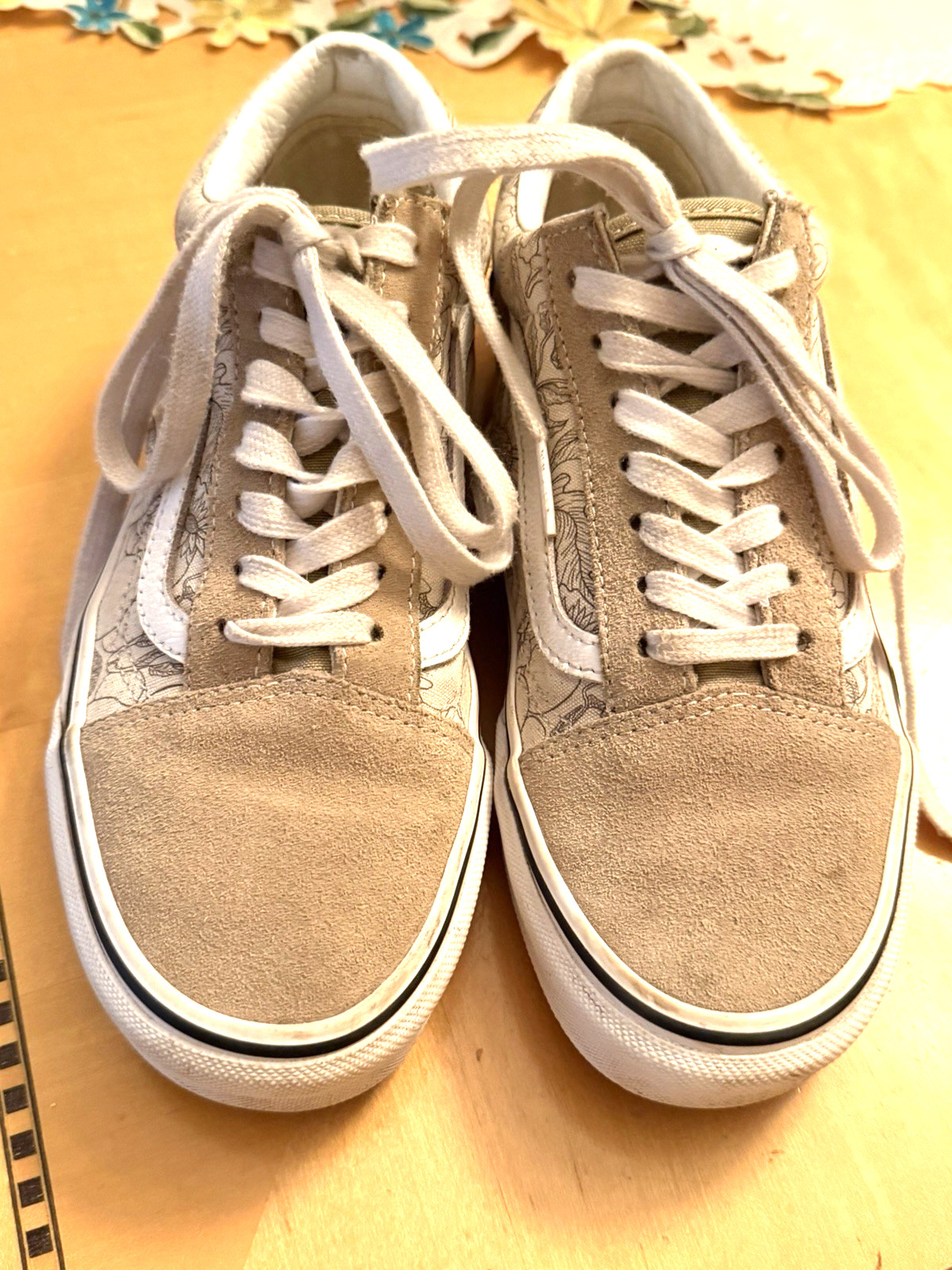 VANS Old Skool Desert Skull Tan White Beige Sneakers Men’s Size 6, Women’s 7.5