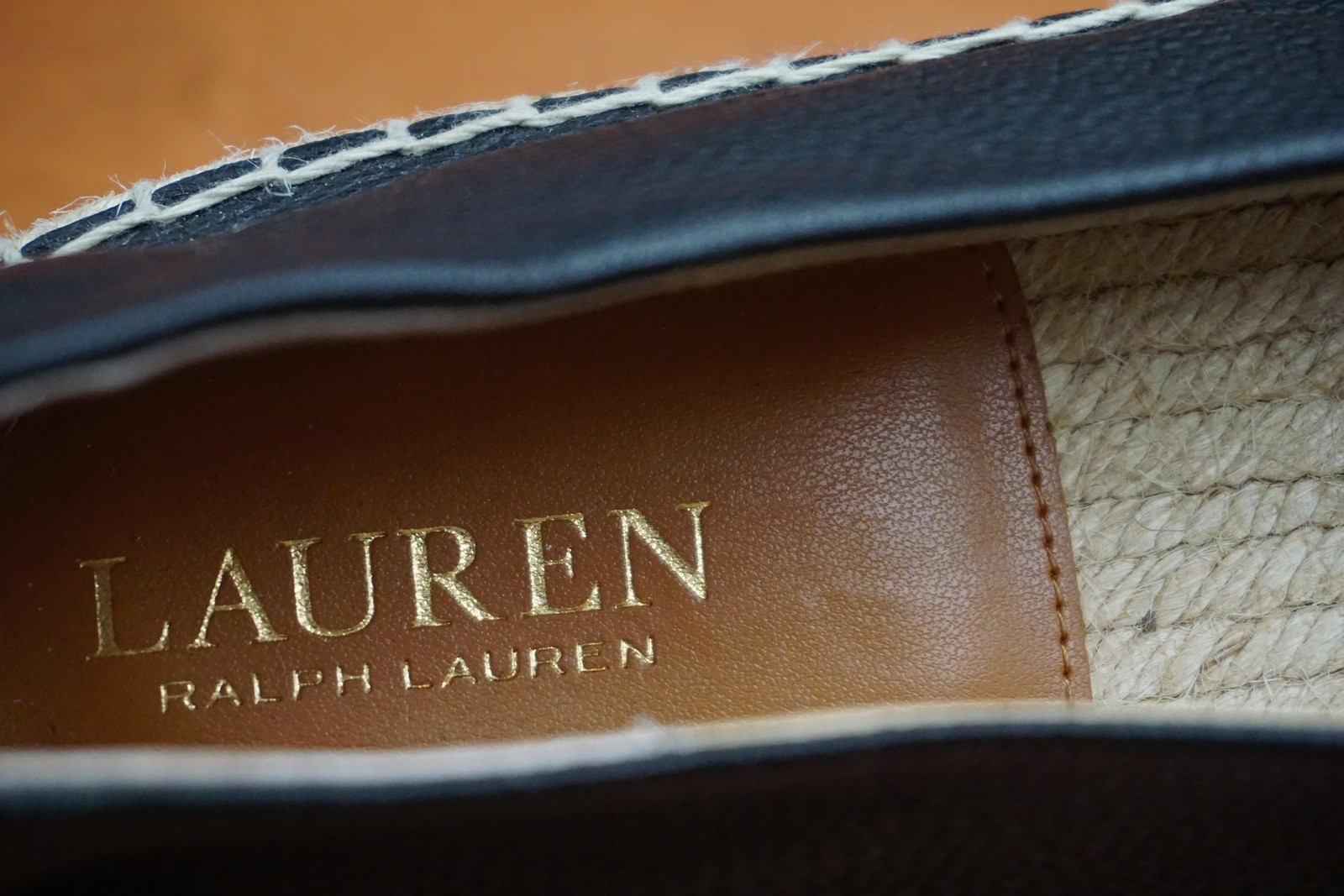 Lauren Ralph Lauren Cameryn Espadrille Shoes Womens 11 US Black Leather Slip On