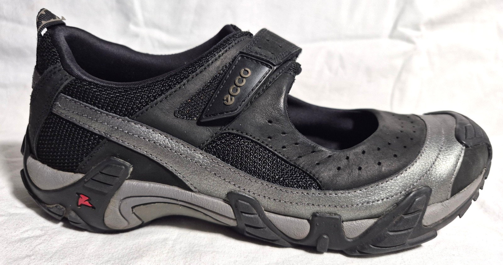 ECCO Women’s Black Grey Mary Jane Receptor Comfort Sandals Shoes US 8-8.5 EU 39L