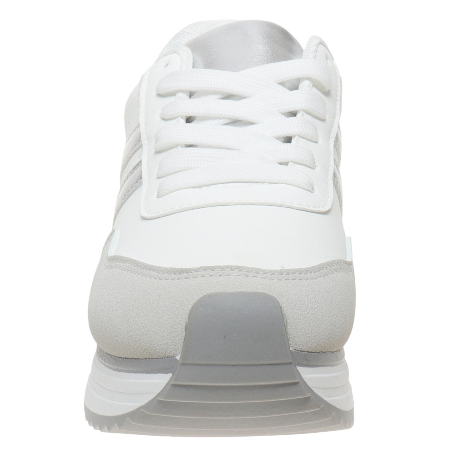 Outwoods Women’s Brenna-2 White Platform Fashion Sneaker, Silver Combo
