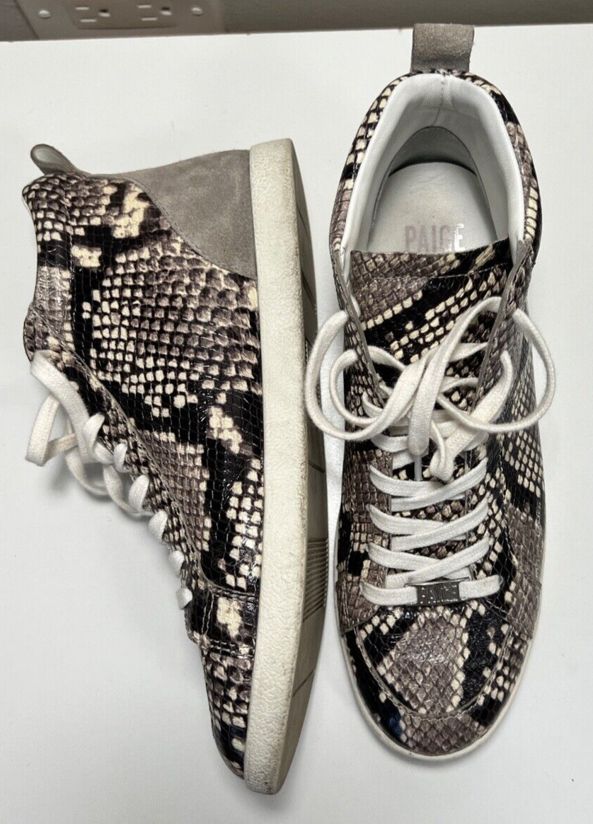 PAIGE Womens High Top Sneakers Size 8.5 Snake Skin Leather Print