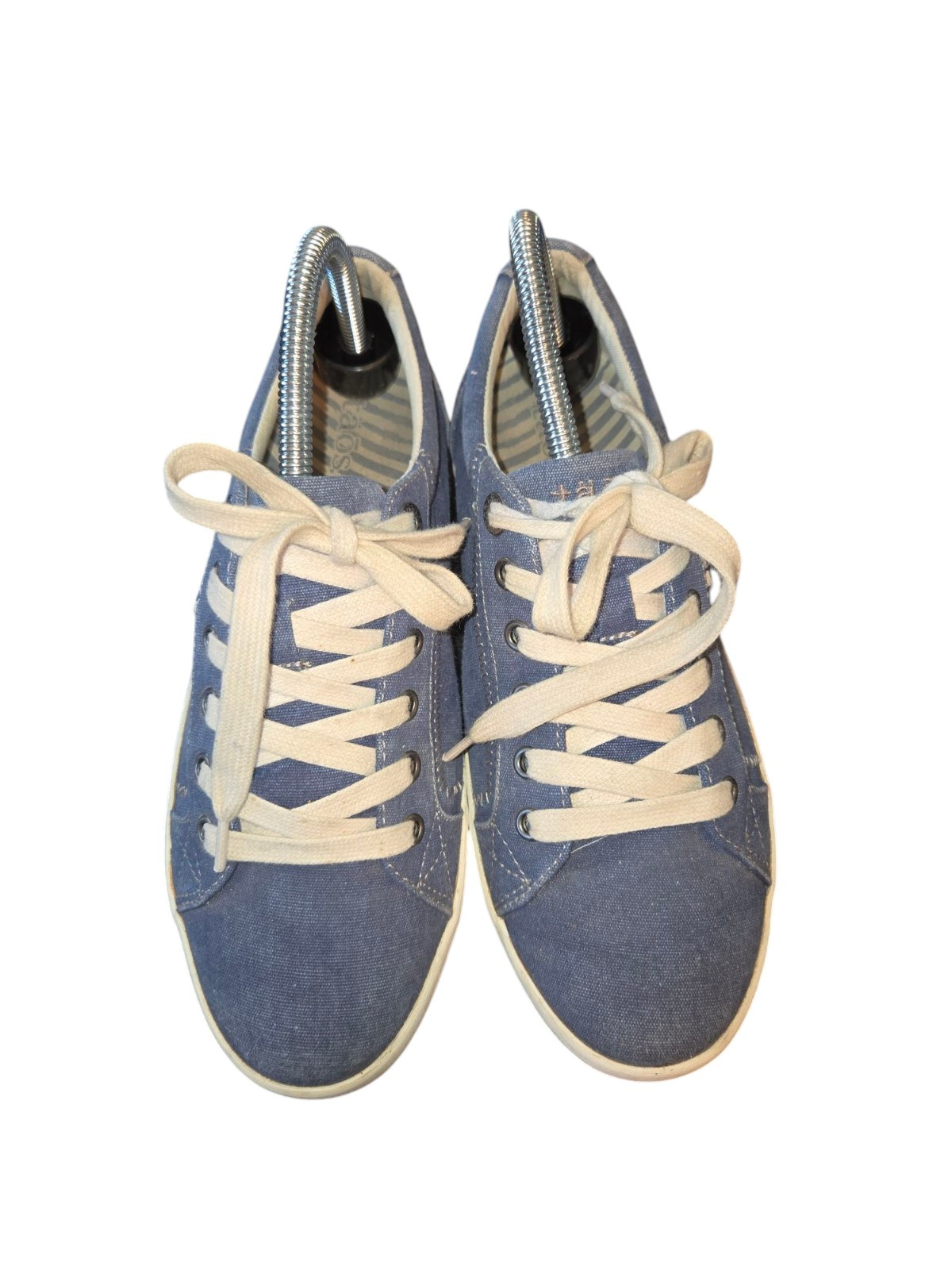 Taos Star Blue Wash Canvas Lace Up Removable Footbed Comfort Sneakers Size 8.5