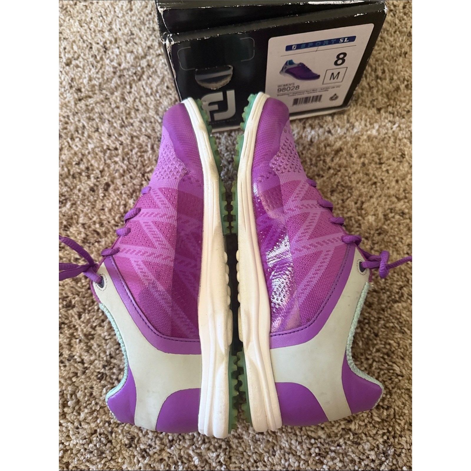 Women’s Golf Shoes Sz 8 FootJoy Purple. Used once. Comes with box super clean.