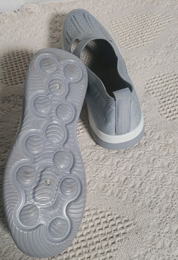 Womens Slip On Shoes Mesh Light Gray EU 42 Womens 9 Walking Cruise Beach Casual