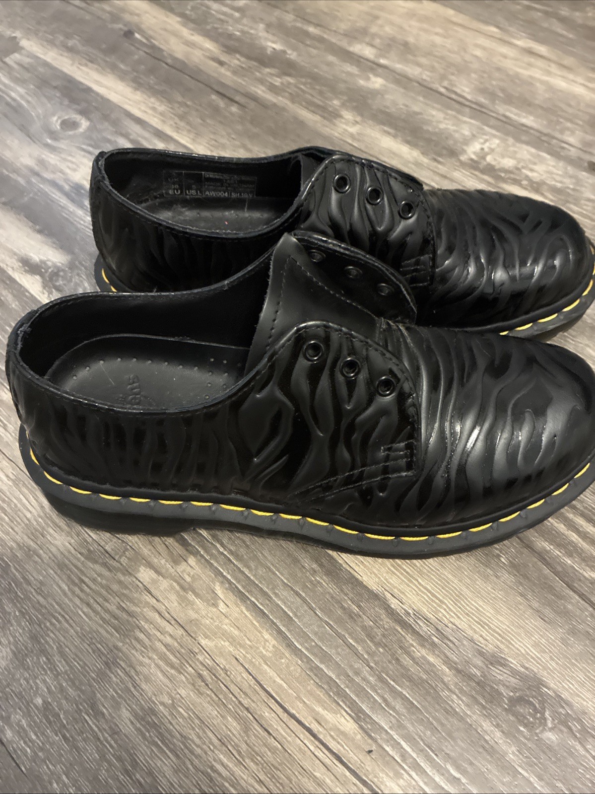 Dr Martens 1461 BEX Black Zebra Embossed Leather Shoes US 6- UK 5