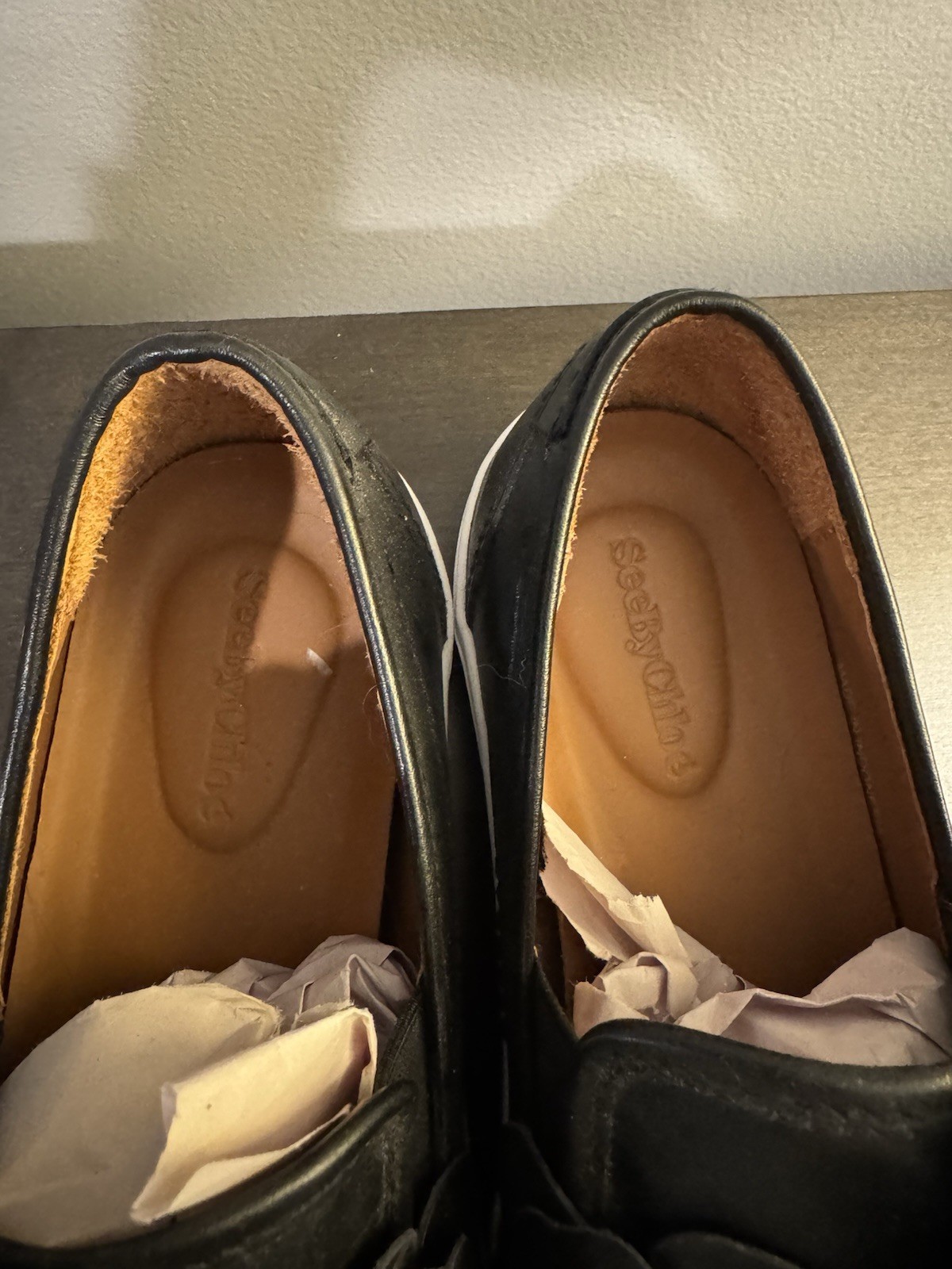 See by Chloe Vera Slip On Floral Sneakers Black Leather Size 38