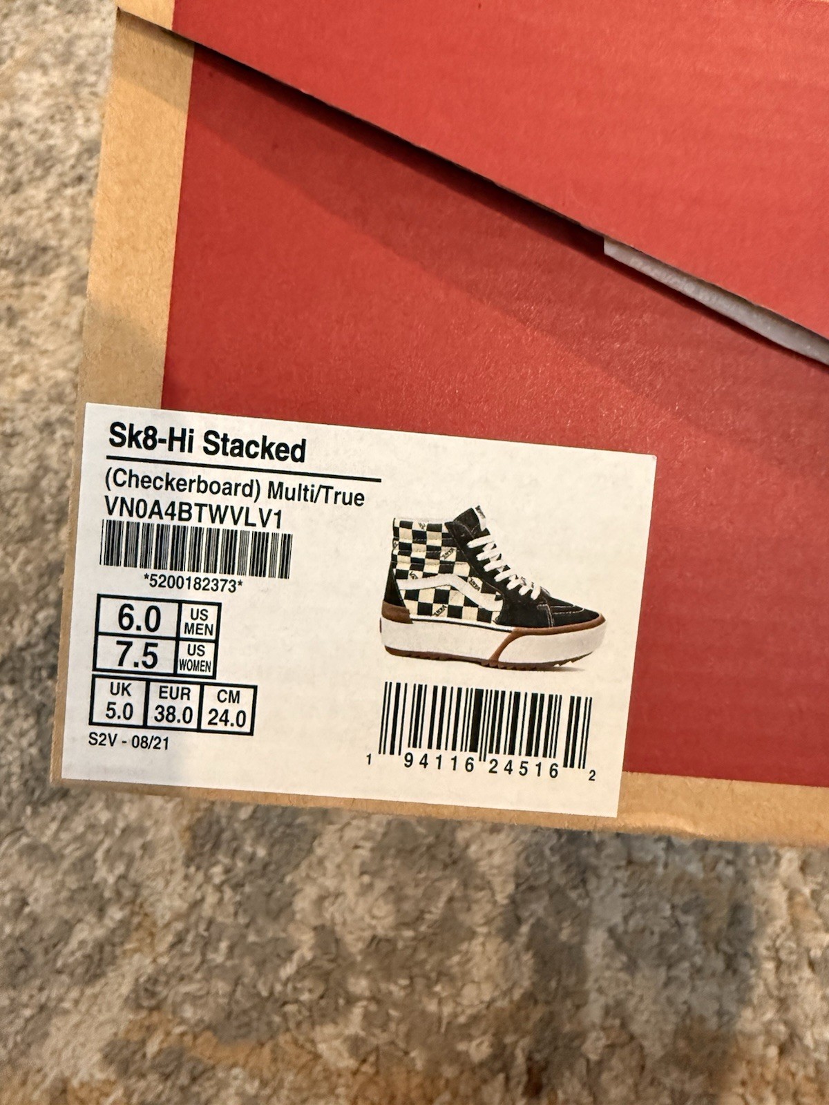 VANS Old Skool SK8-Hi Stacked Checkerboard Shoes Size 7.5 Women’s 6.0 Men’s
