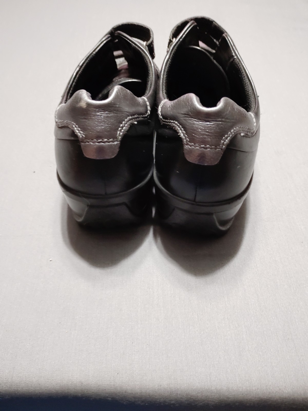 ECCO Comfort Black Leather Hook & Loop Straps Sneaker Resort Preppy Women 11/42*
