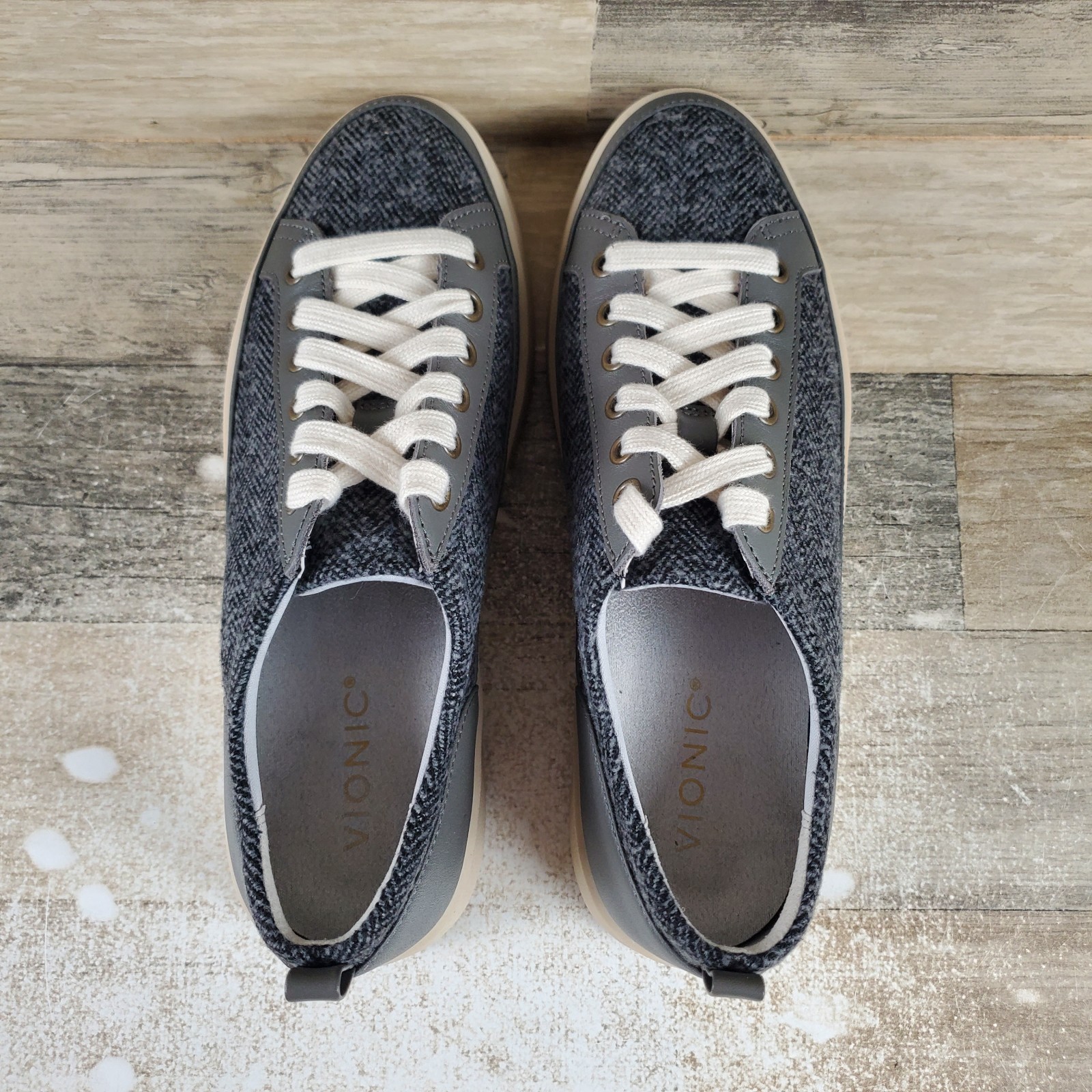Vionic Winny Womens Shoes Sz 8.5 Running Slate Grey Multi Woven Lace Up Sneakers
