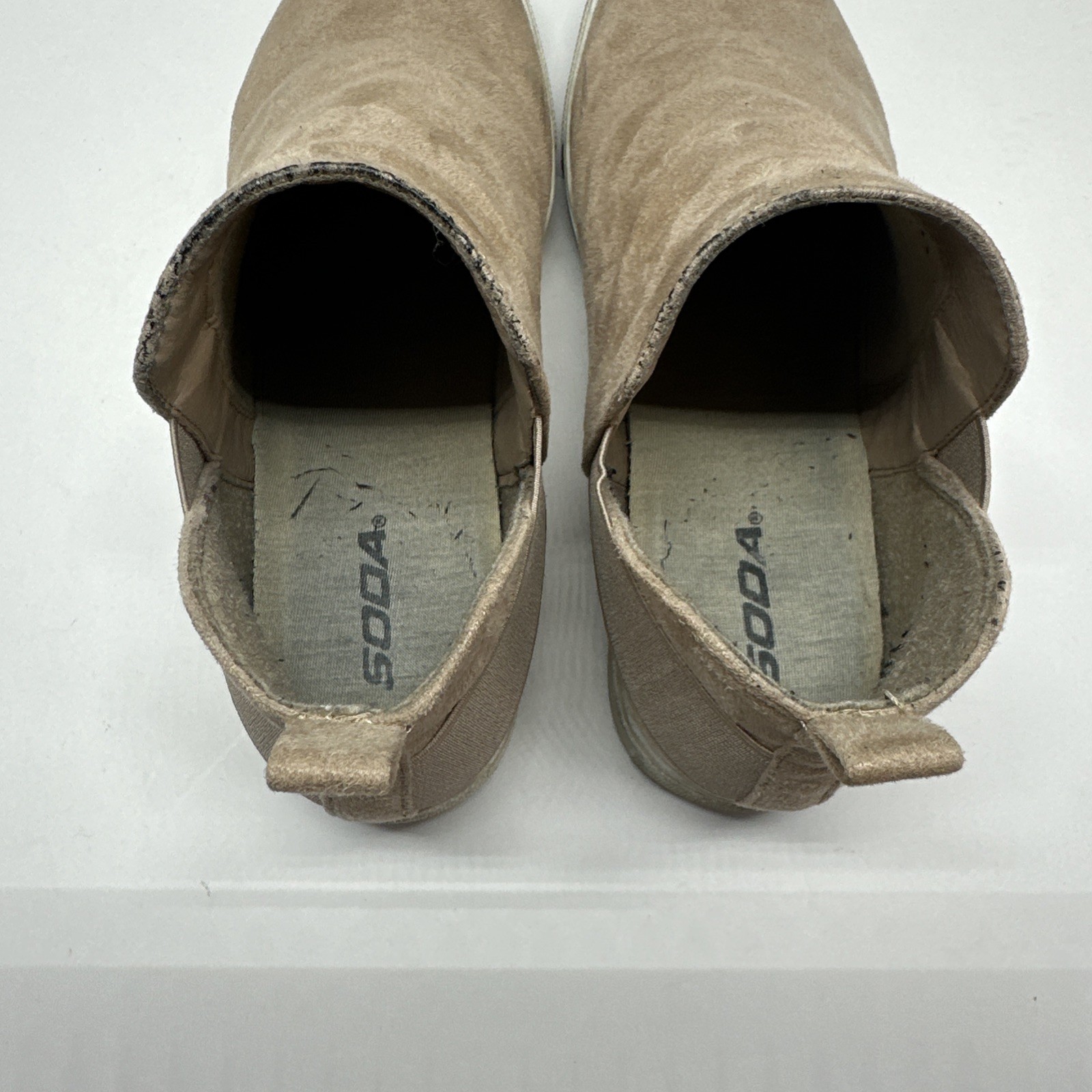 Soda Suede(man made) Brown Flat Slip On Bootie Women’s Size 8.5