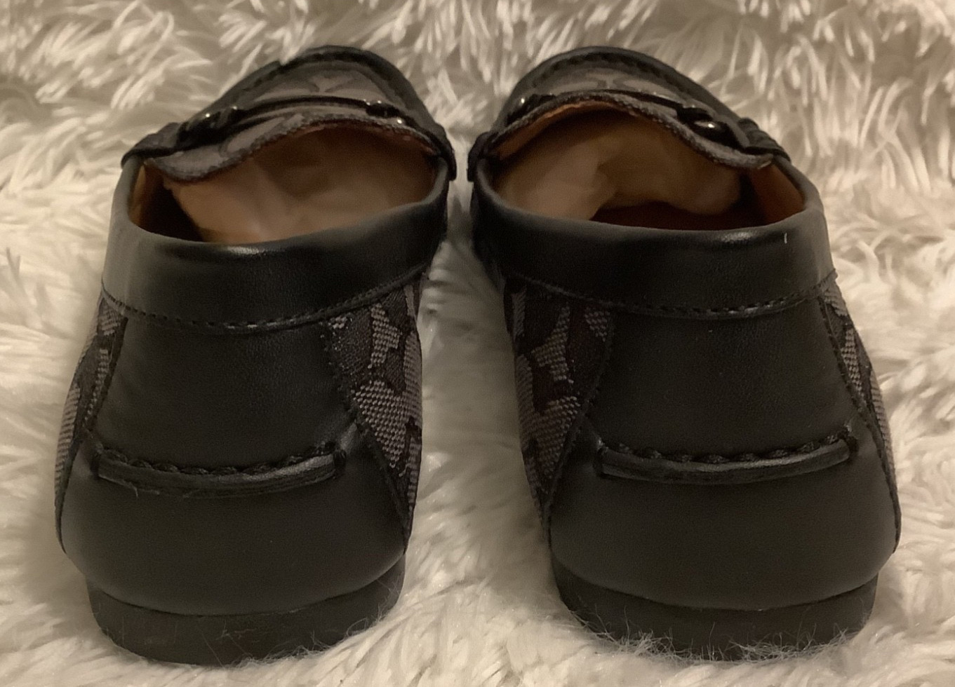 NEW COACH OUTLINE SIGNATURE C JACQUARD Driver Loafers BLACK SMOKE SIZE 36
