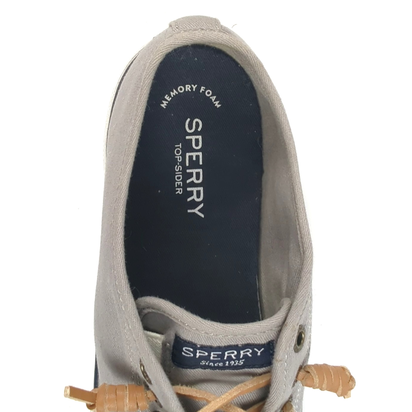 Sperry Top-Sider Womens Sz 8 Seacoast Gray Canvas Sneakers Memory Foam STS95729