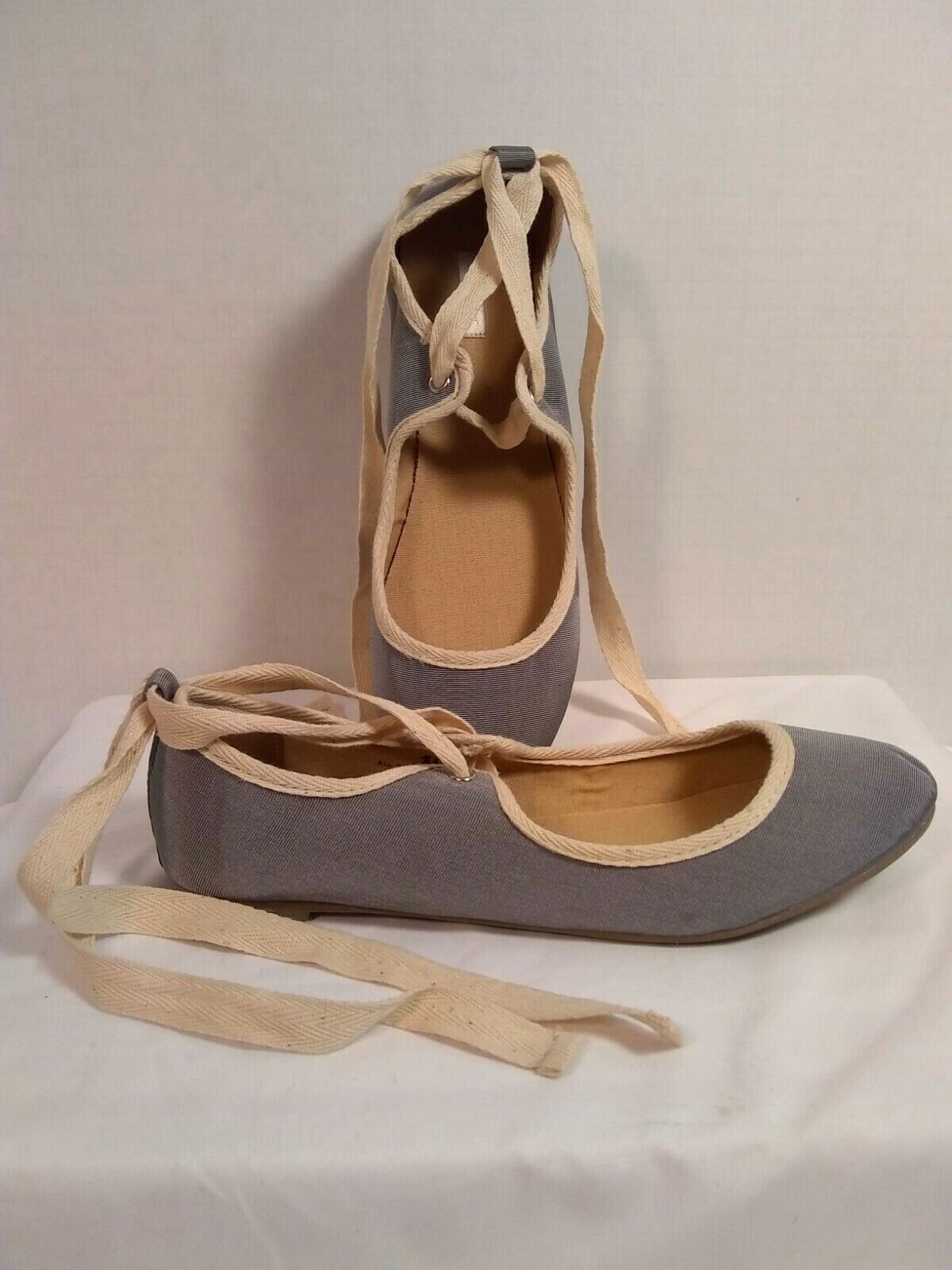 Urban Outfitters COOPERATIVE Lace-up Grosgrain Ballet Skimmer Flats Sz-10 f413