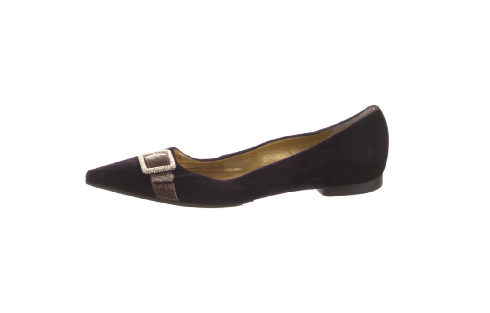 Dolce & Gabbana Purple Velvet Flats, Sz IT 37.5 US 6.5