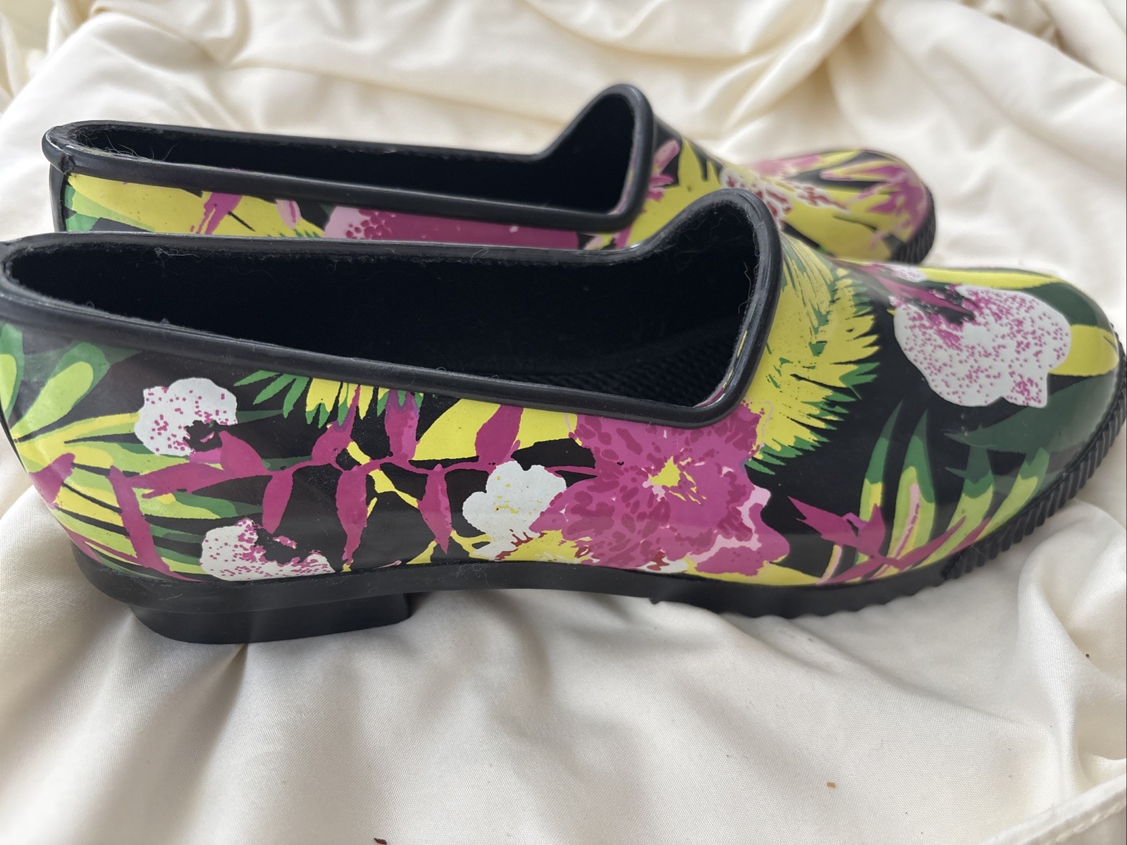 Women’s Cougar Rubber Rain/ Garden Shoes Boots 7.5 Floral Tropical Print