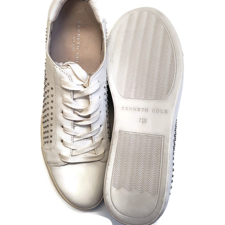 Kenneth Cole Kam 3 Womens Size 7.5 White Leather Fashion Sneakers Shoes Flat New